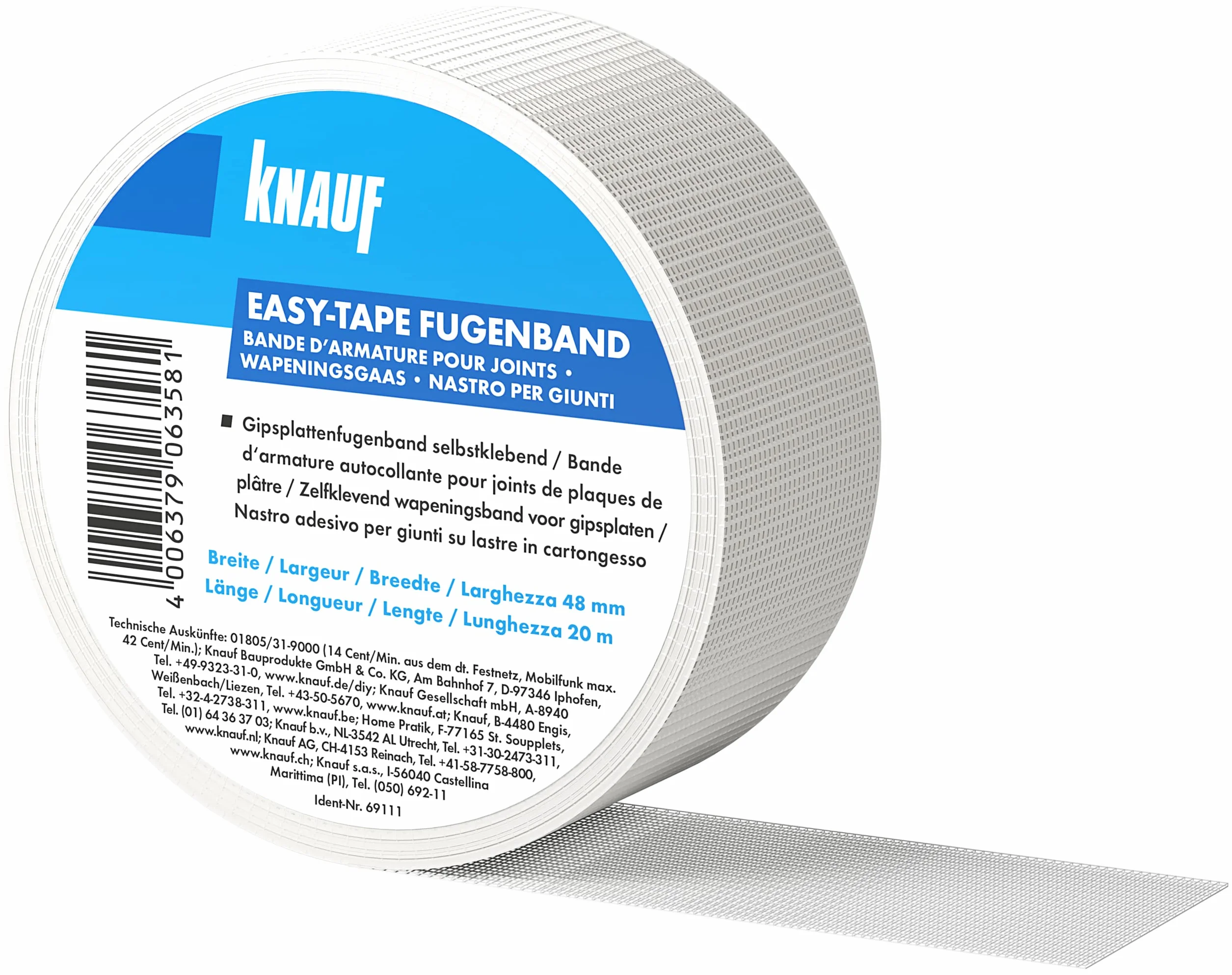 Knauf 69112 Taśma Kryjąca, Biały, 48 mm x 45 m