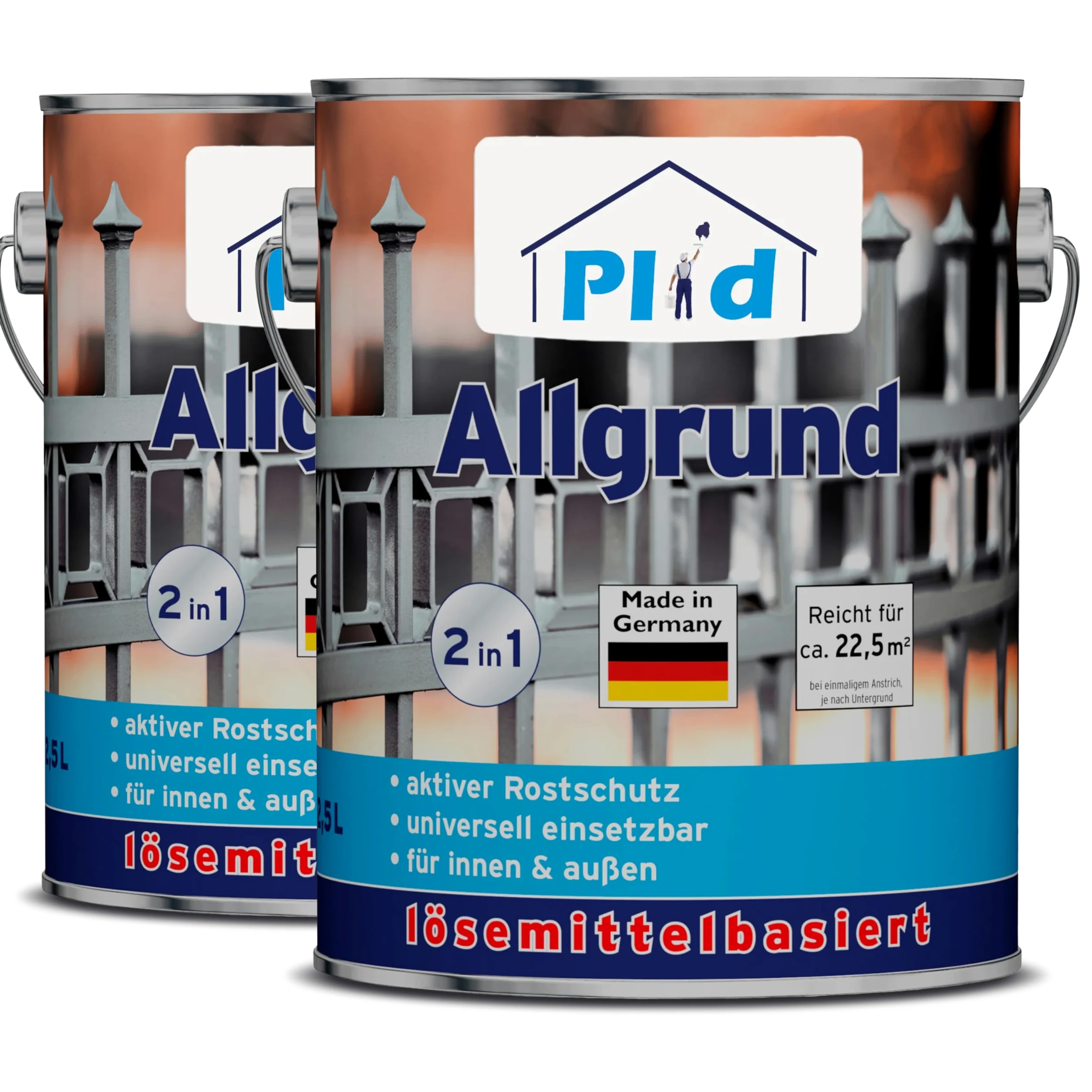 plid® Allgrund biały – specjalny podkład i uniwersalne zastosowanie – możliwość pokrycia lakierem – aktywne pigmenty antykorozyjne – szybkoschnące – odporne na warunki atmosferyczne – do wewnątrz i na