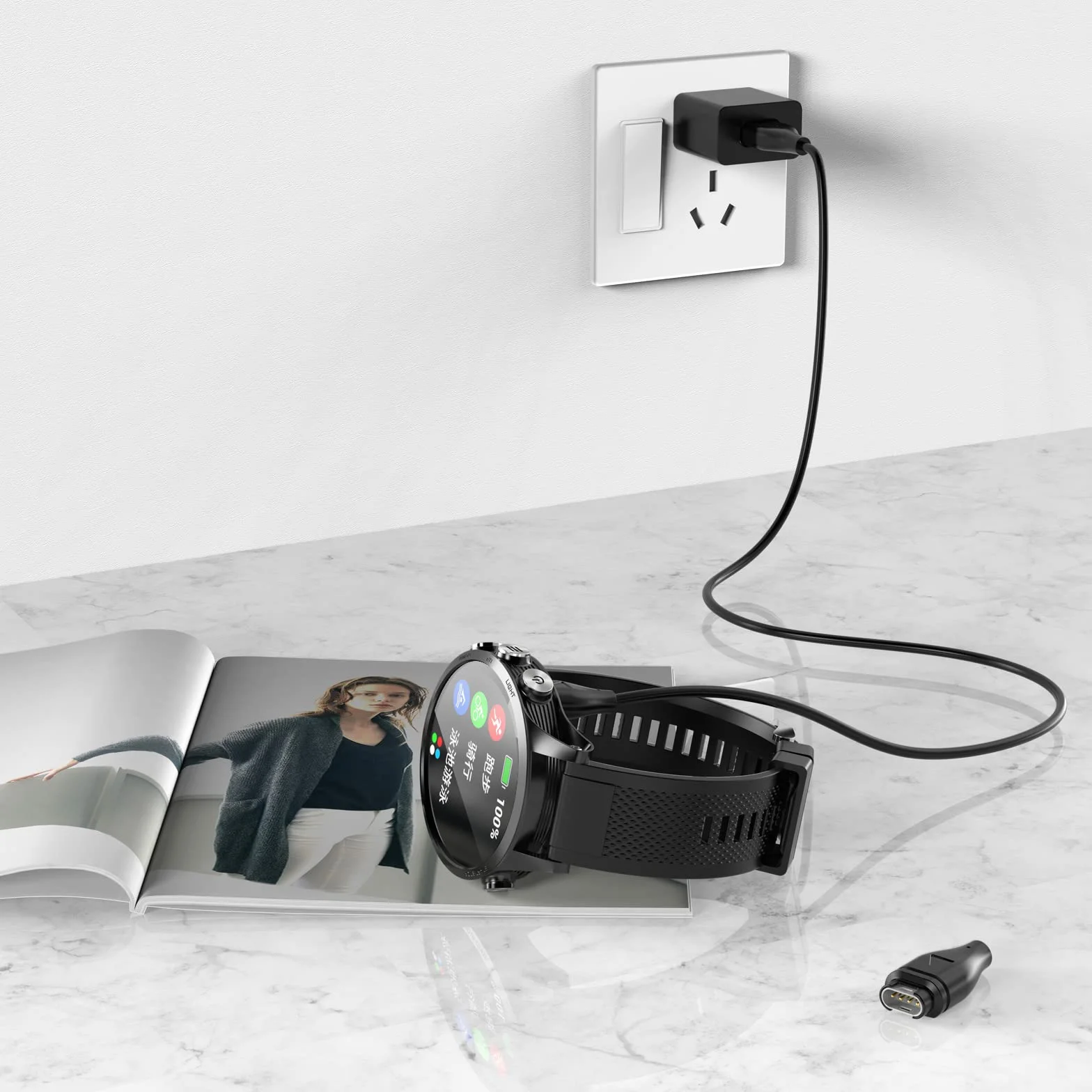 Oumida Kabel do ładowania Garmin Fenix 7/6/5, 100cm USB stacja ładująca do Forerunner/Vivoactive/Vivomove