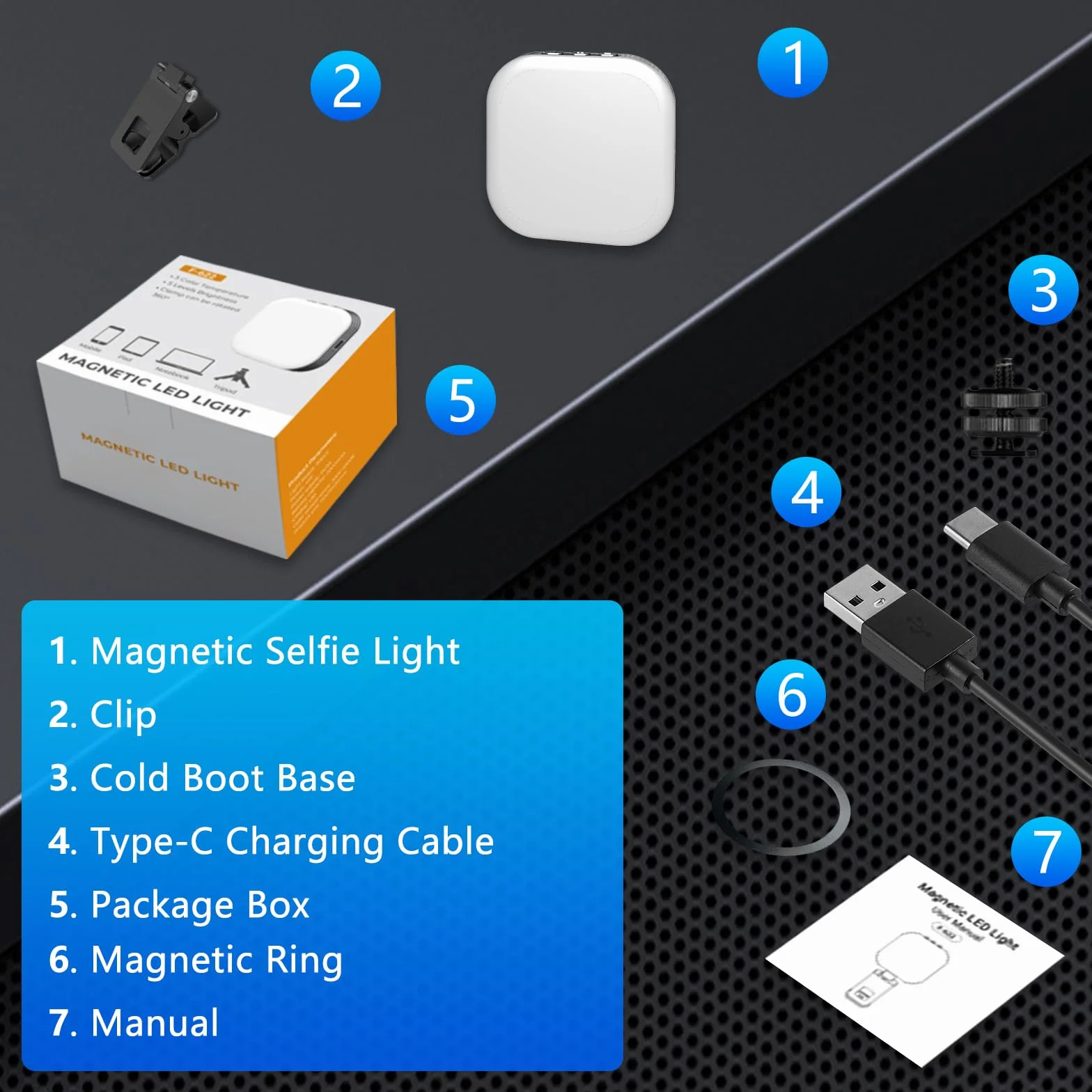 Magnetyczne światło do selfie, 3 tryby świecenia, lampa konferencyjna do iPhone'a, laptopa, aparatu, spotkań, kamery internetowej, transmisji na żywo z klipsem do powiększania, fotografii