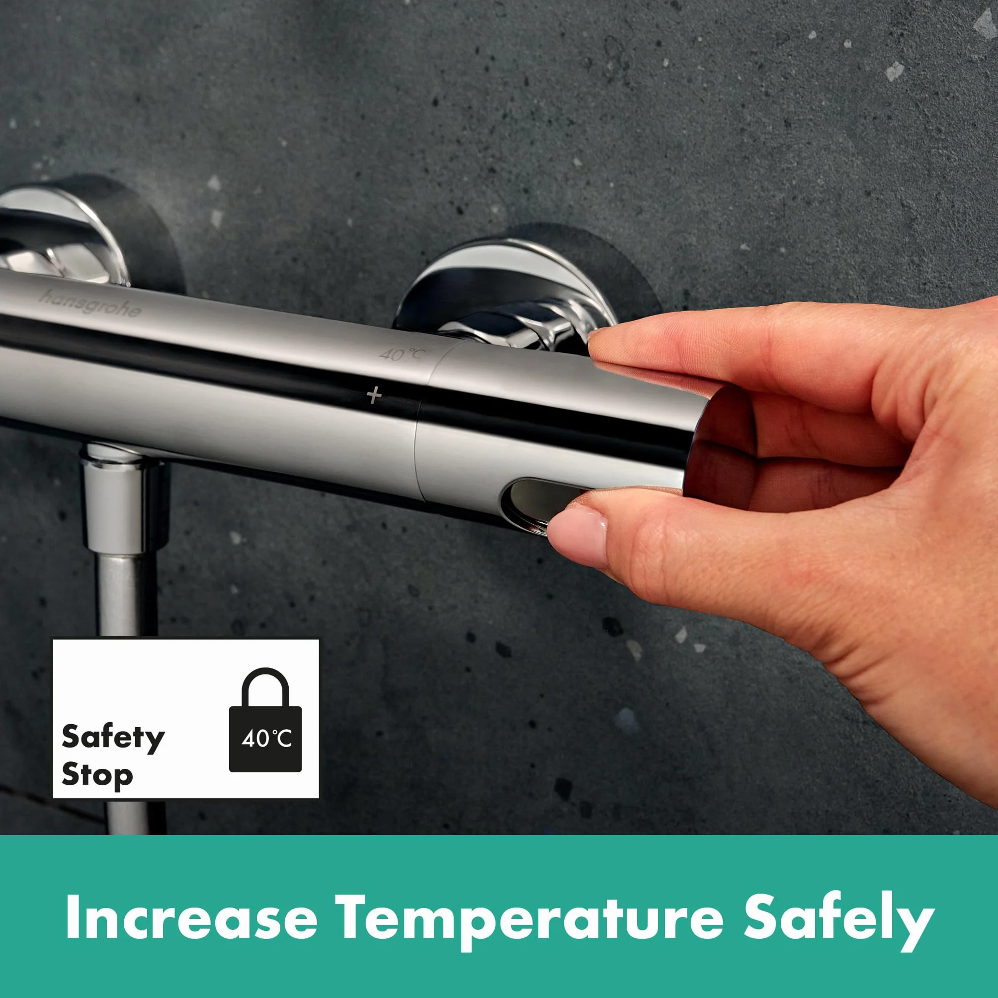 hansgrohe Ecostat Element - bateria termostatyczna prysznicowa natynkowy z EcoStop+, armatura prysznicowa z zabezpieczeniem przy 40 °C, thermostat, kran do 1 odbiornika, chrom, 13346000