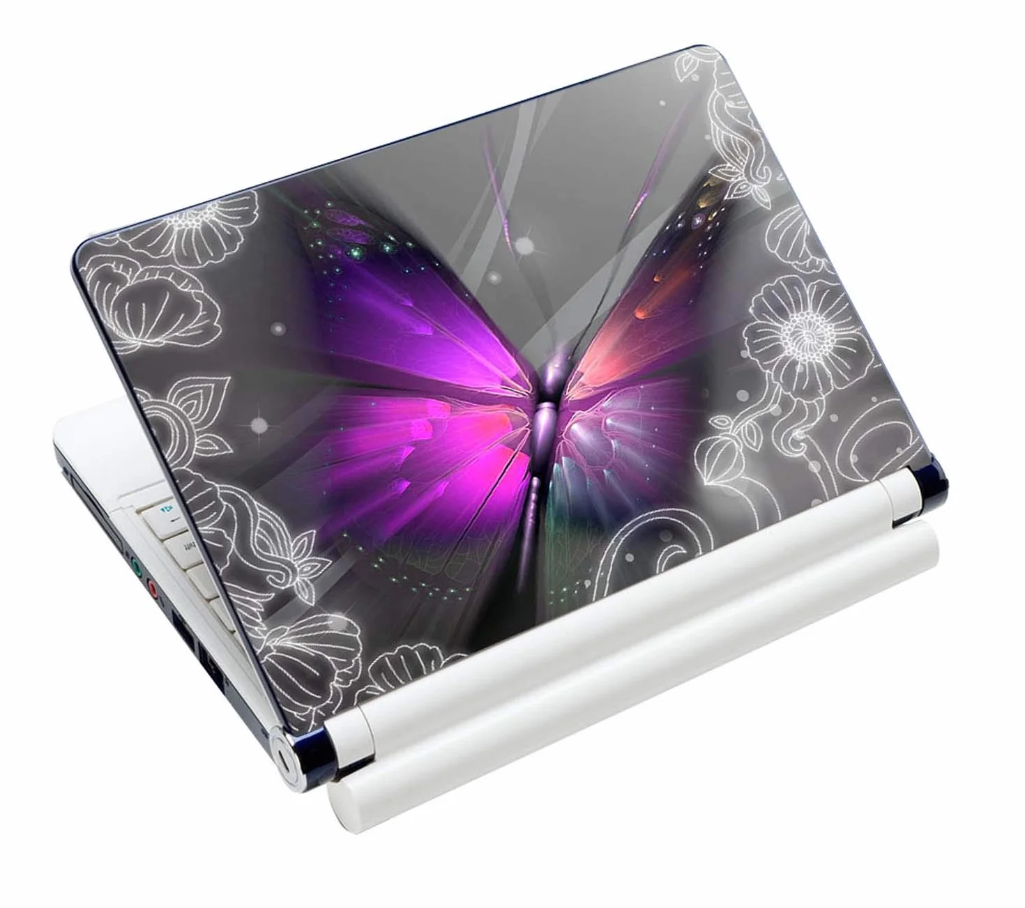 Luxburg® Designerska naklejka folia ochronna Skin Sticker do notebooka laptopa 10/12/13/14/15 cali (fioletowy motyl)