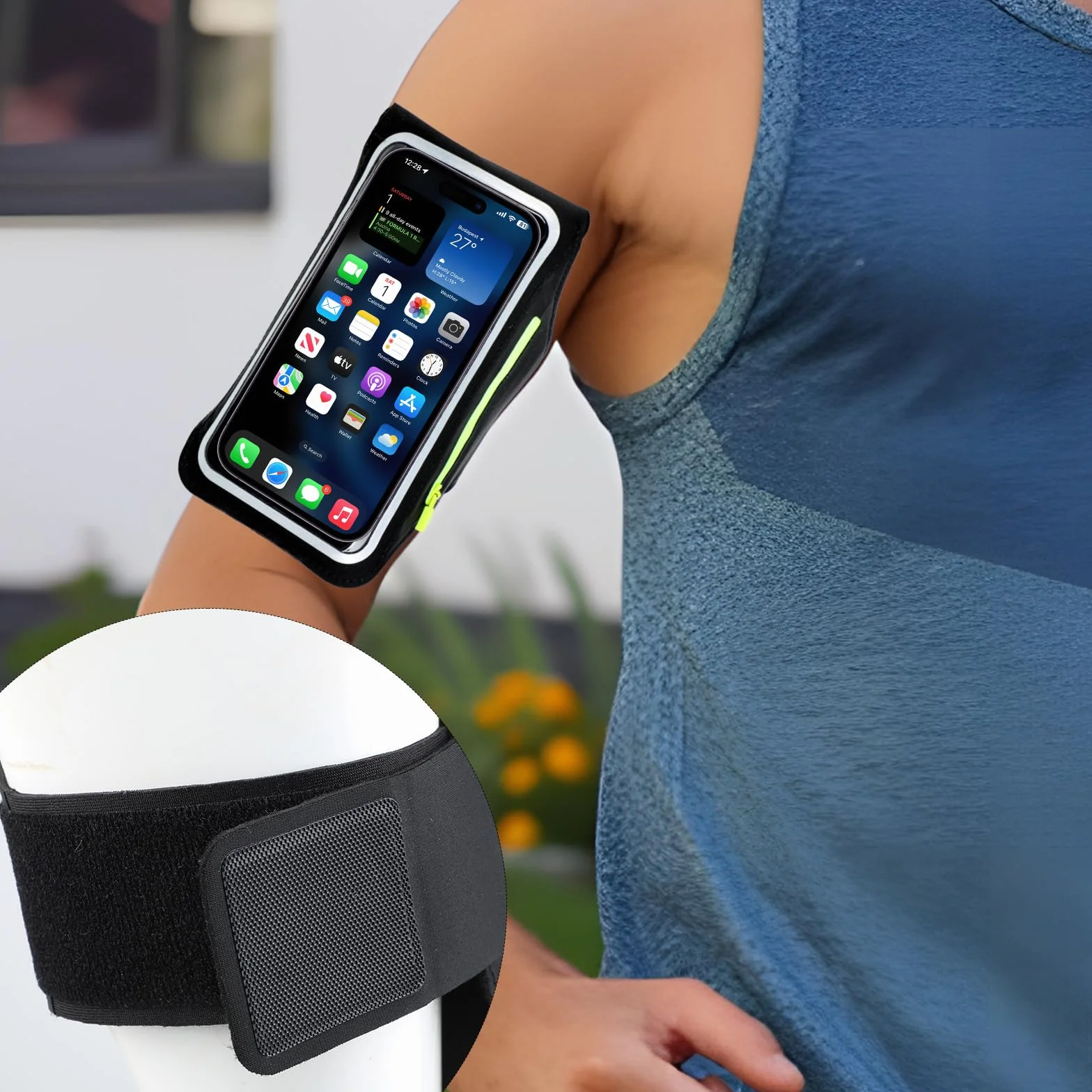 Wodoodporna opaska sportowa z kieszonką na telefon, kompatybilna z iPhone 16/15/14/13 Pro, Galaxy S25/S24, Huawei, Xiaomi, Google Pixel (do 6,8")