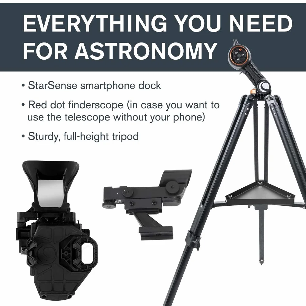 Celestron 22461 StarSense Explore DX 130 Teleskop reflektorowy Newtona, aplikacja na smartfony, dwa okulary, stacja dokująca, statyw iOS/Android