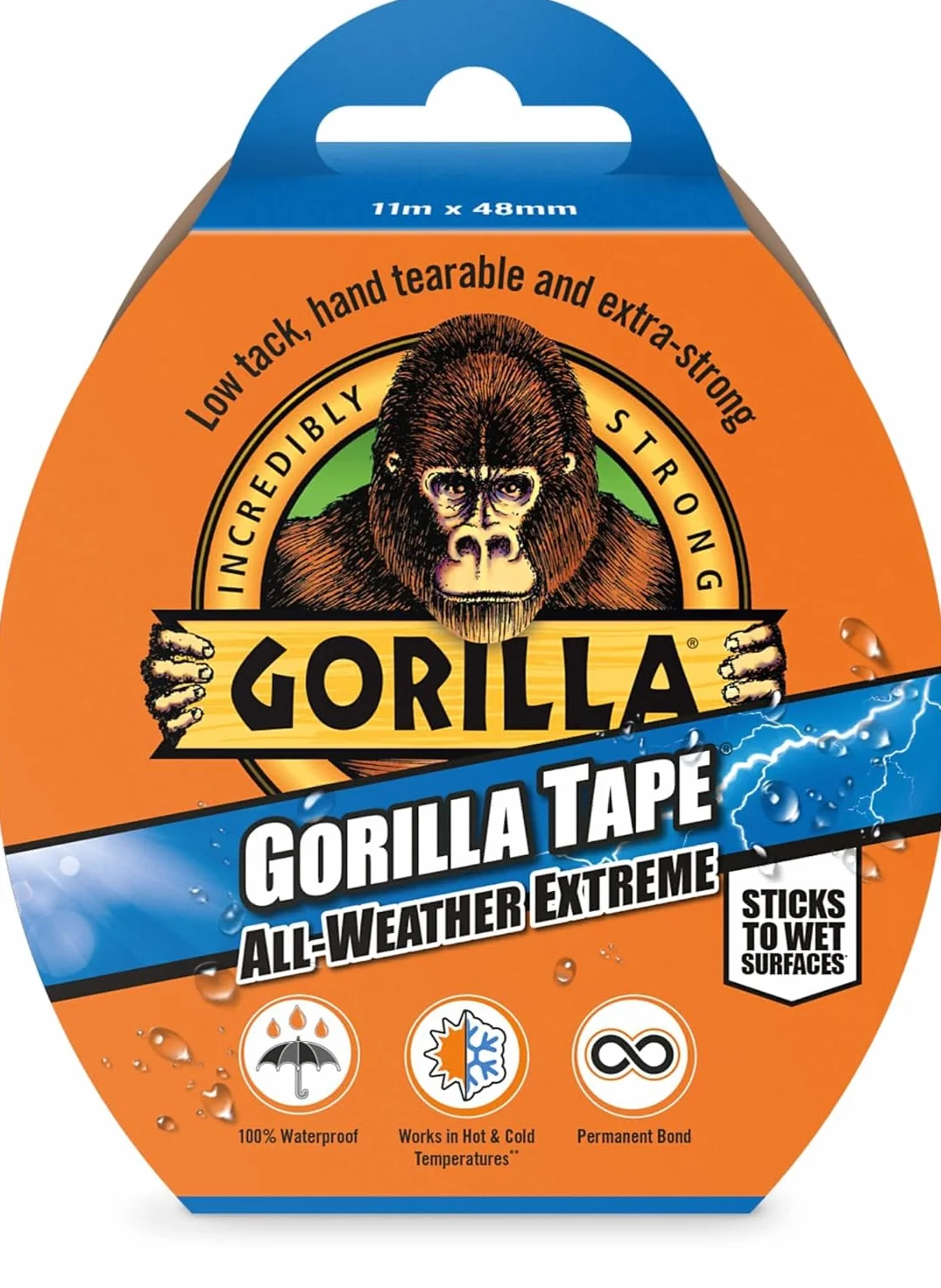 Gorilla 3044021 taśma na każdą pogodę ekstremalna 11 m 6-pak, czarna, opakowanie – 6 sztuk