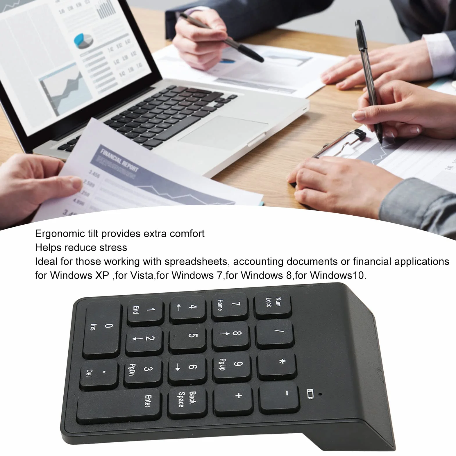 Mini Klawiatura Numeryczna 2.4G Wireless 18 Klawiszy USB Ergonomiczna Przenośna do Laptopa PC Ciche Klawisze