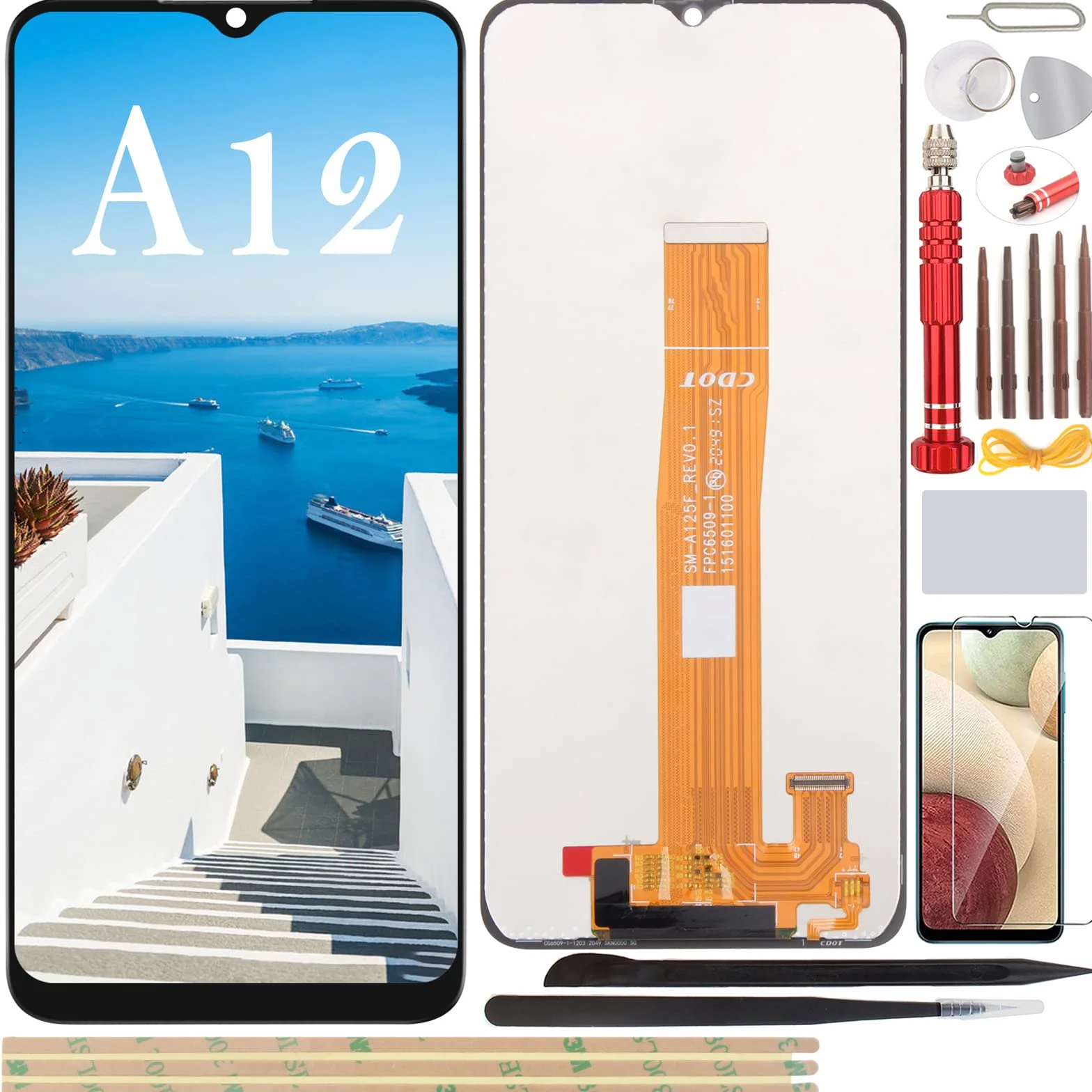 Samsung Galaxy A12 SM-A125F Wyświetlacz LCD Ekran Dotykowy Digitizer Czarny Zestaw Wymiany z Narzędziami
