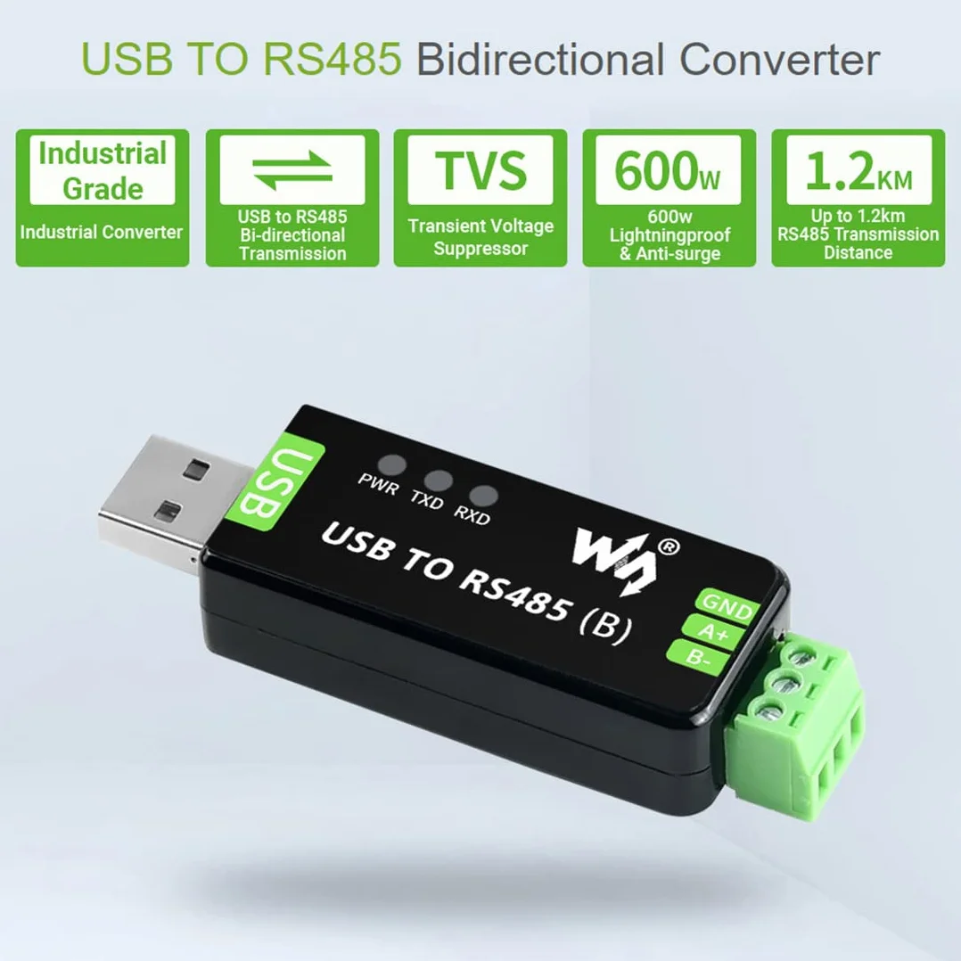 Waveshare Industrial USB TO RS485 Bidirectional Converter Onboard Original CH343G Multi-Protection Circuits