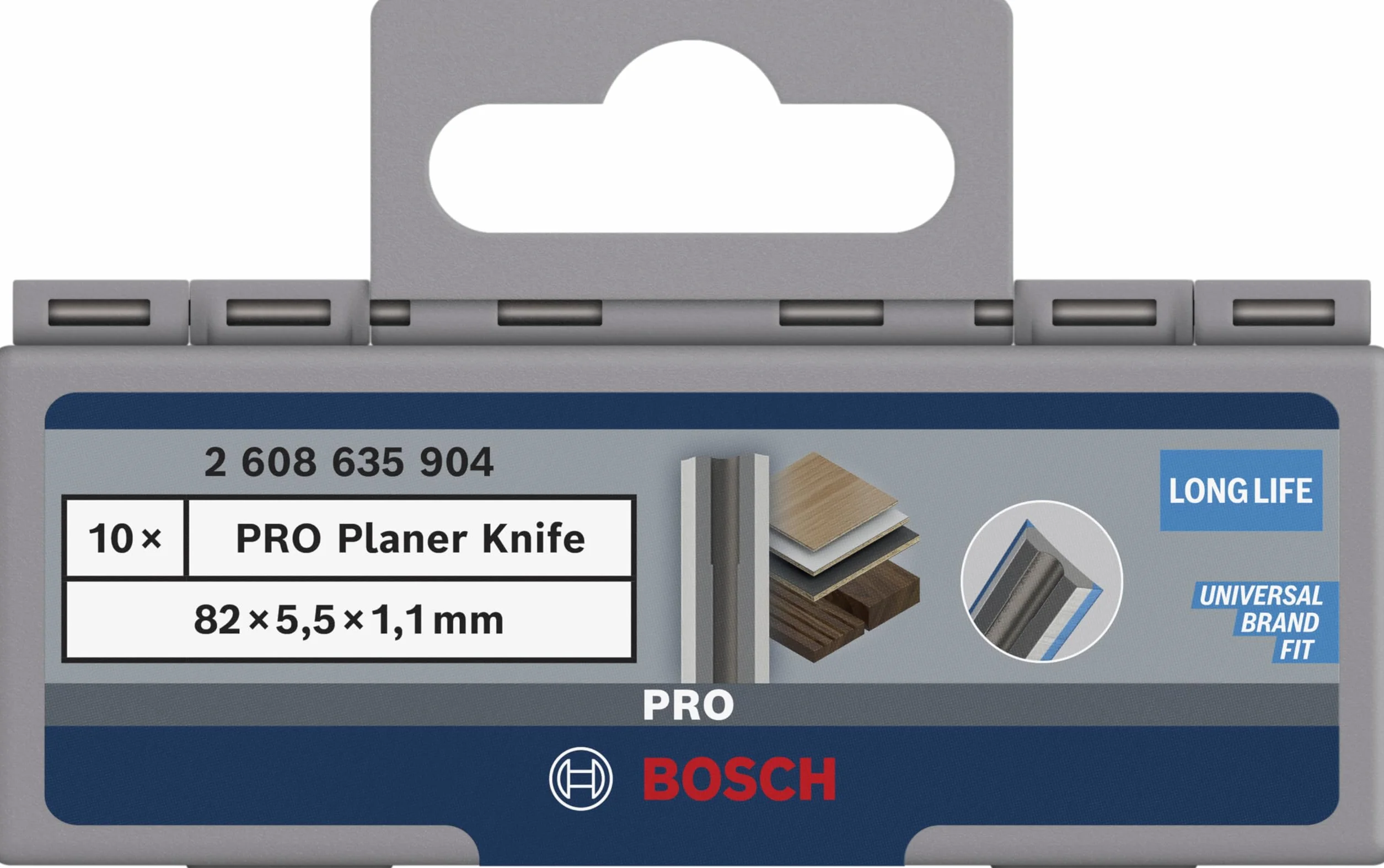 Bosch 10x Nóż PRO do strugów (do Płyty powlekane tworzywem sztucznym, Twarde drewno, 82 x 5,5 x 1,1 mm, Professional Akcesoria Strug, Strug bezprzewodowy)