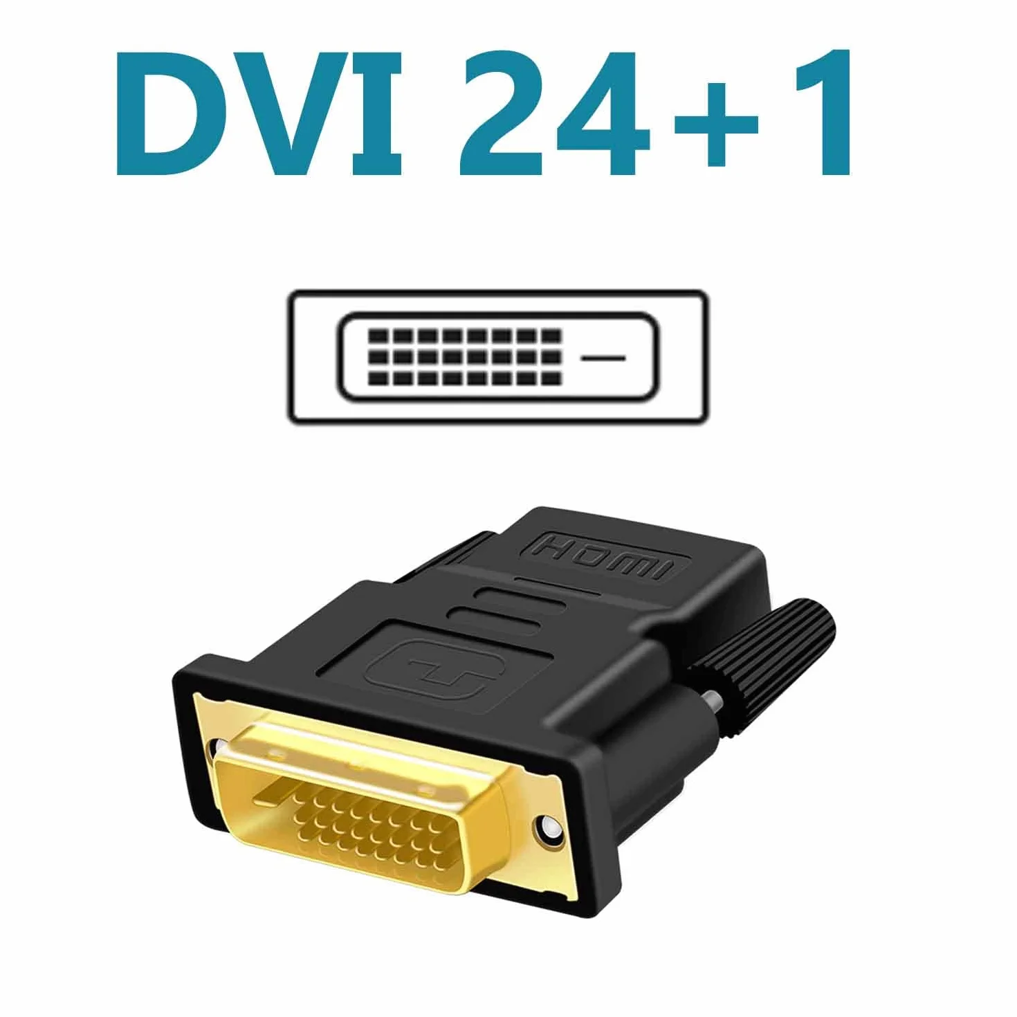 Adapter DVI na HDMI, dwukierunkowy adapter HDMI na DVI-D F/M Adapter DVI - HDMI 1080p Full HD z pozłacanymi złączami
