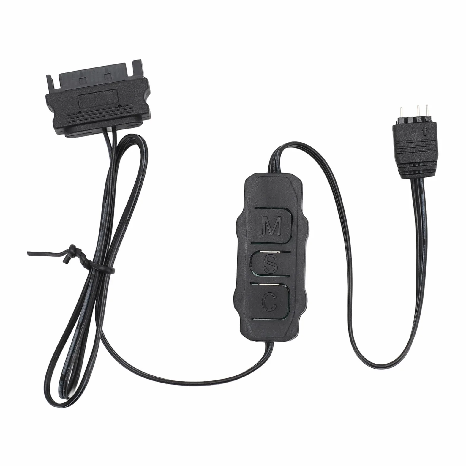 Kontroler ARGB 5V 3-pinowy Zasilacz SATA ARGB Light Stripe Remote Controller, ARGB PC Fans Kit Controller for PC Rainbow LED Strip, Komputerowe Wentylatory ARGB (BLACK)