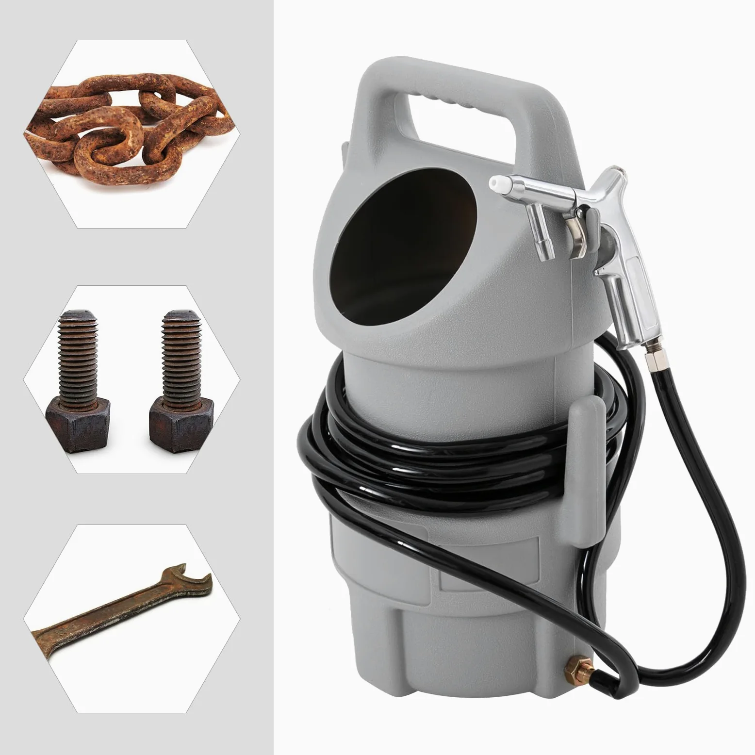 Przenośny pistolet do piaskowania 3,5 CFM przy 50 psi, pistolet do piaskowania sprężonego powietrza, pistolet do piaskowania sprężonego powietrza, pistolet do piaskowania i wąż 4,5 m do drewna