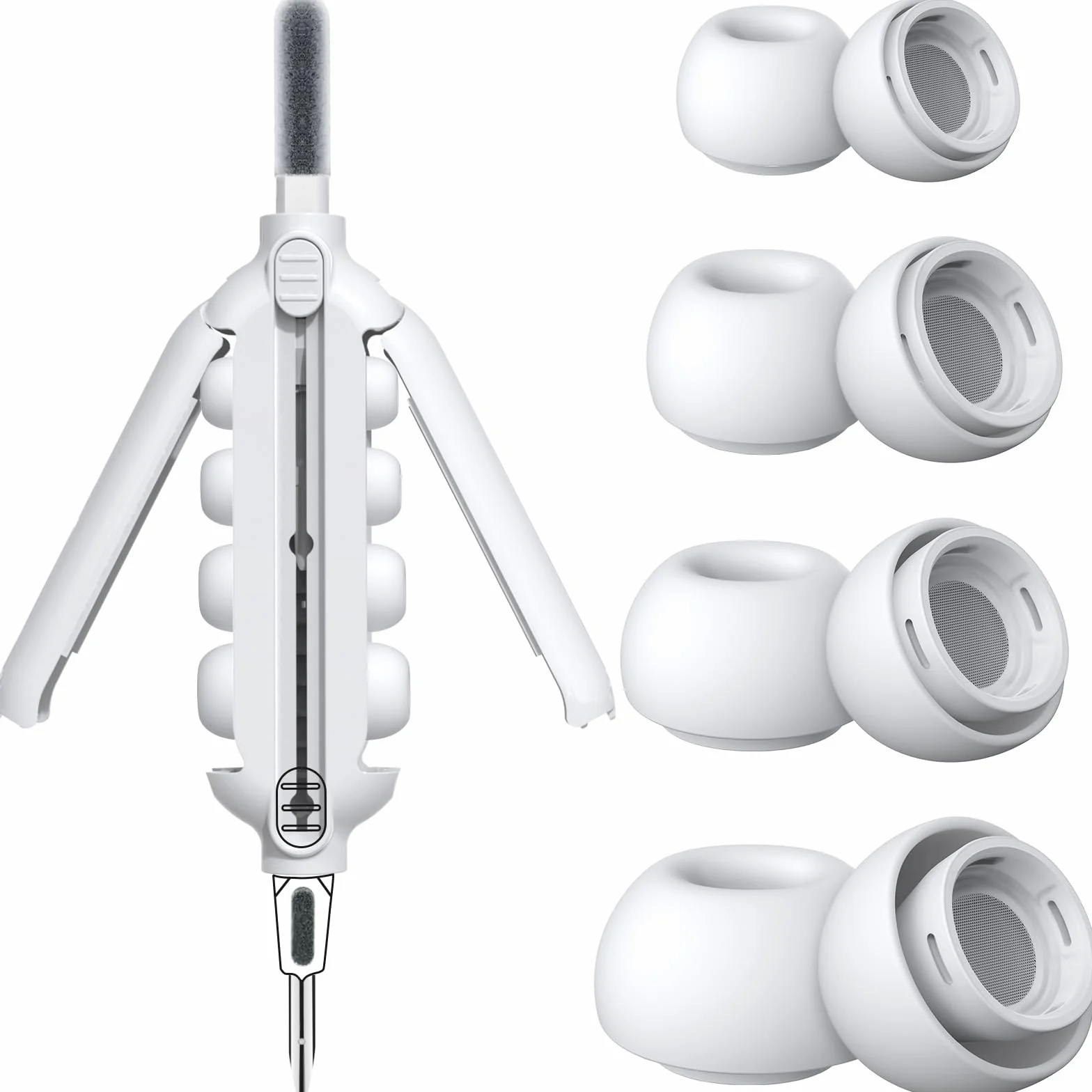 HiFan Silikonowe Końcówki Douszne z Otworem do Airpods Pro i 2. Generacji, Zestaw Czyszczący 5 w 1