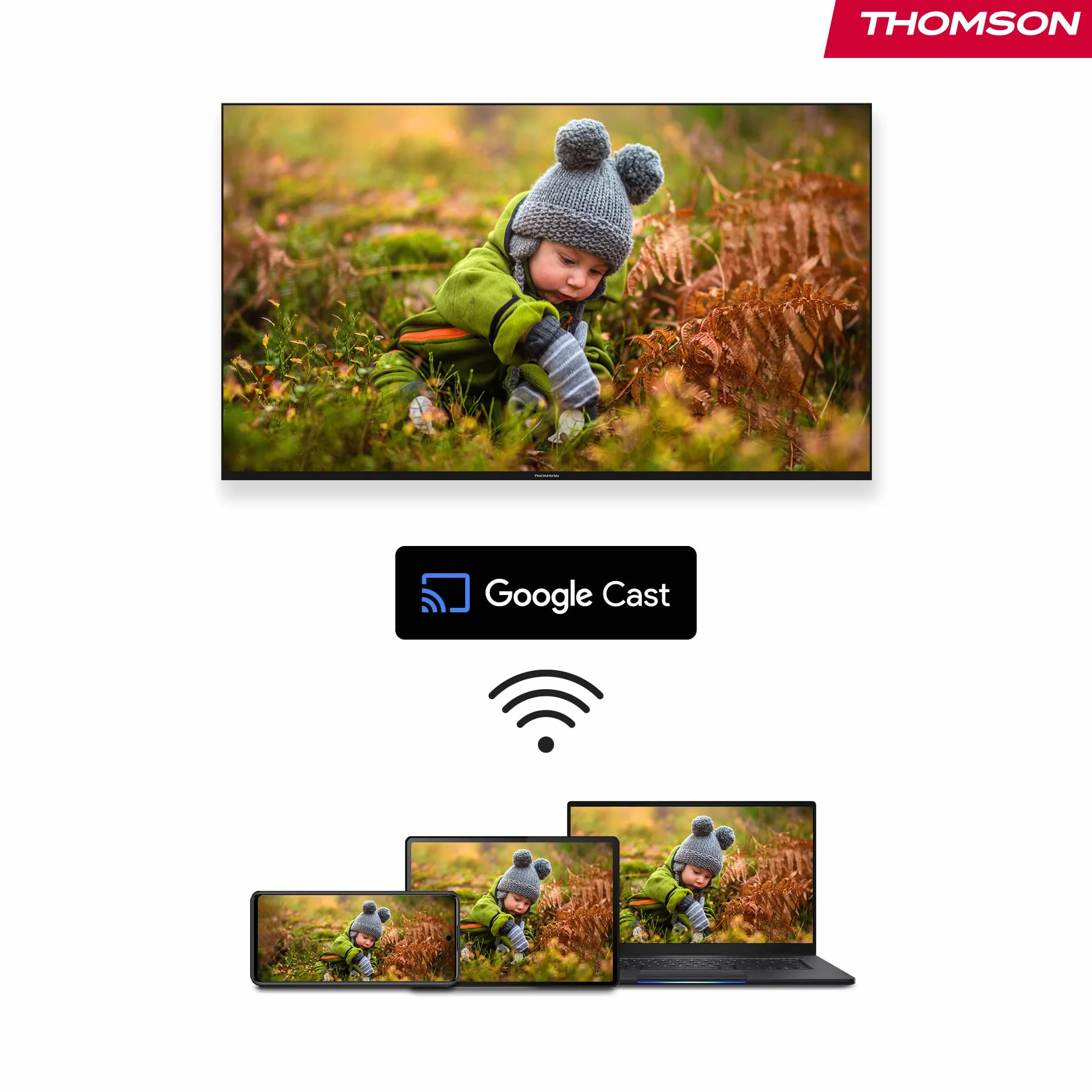 Thomson Go Cast 152 Przystawka Streamingowa 4K UHD Google TV, Sterowanie Głosowe, Dolby Atmos, HDR10, 32 GB