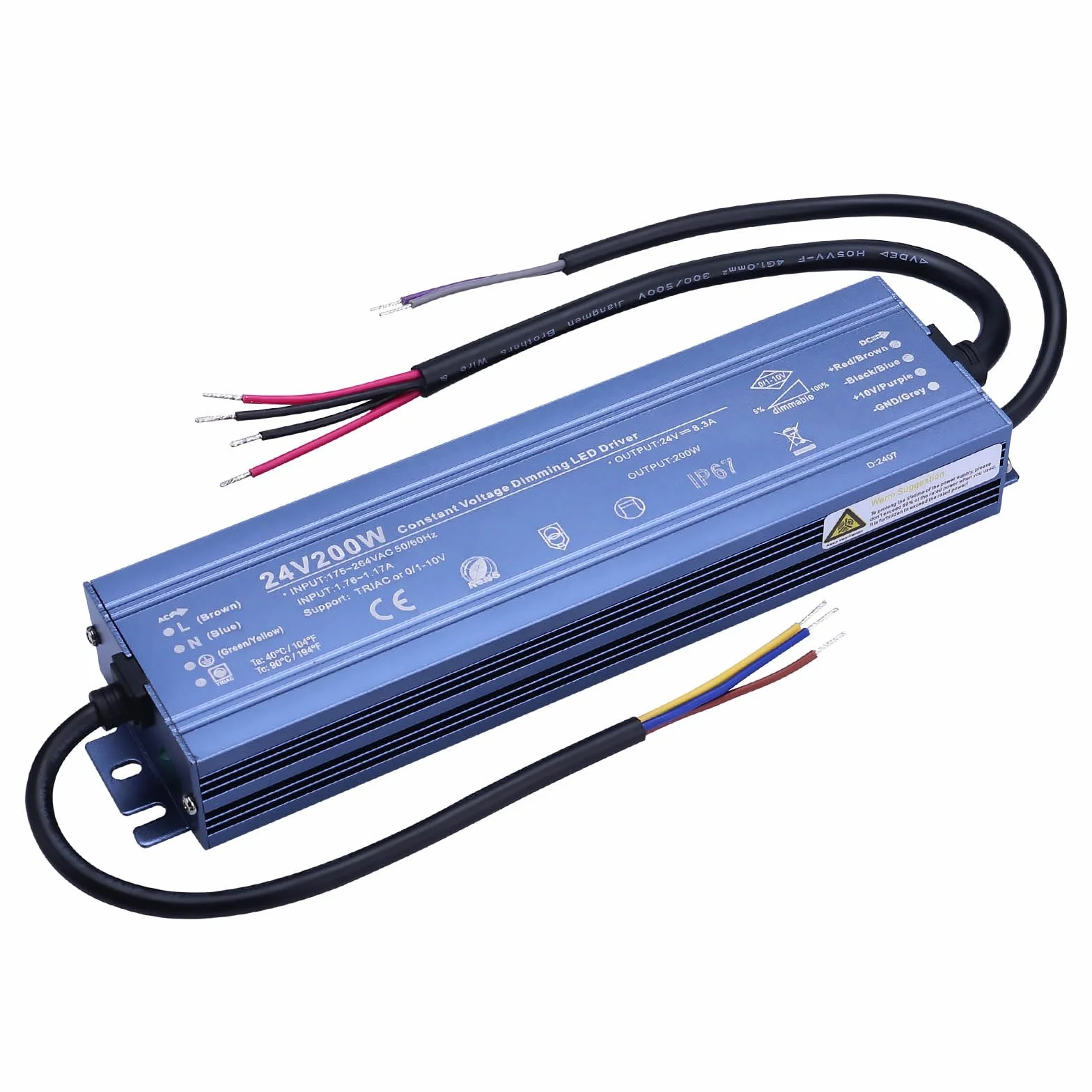 BENLUN Zasilacz LED 24V 200W Dimmable IP67 Przetwornica TRIAC