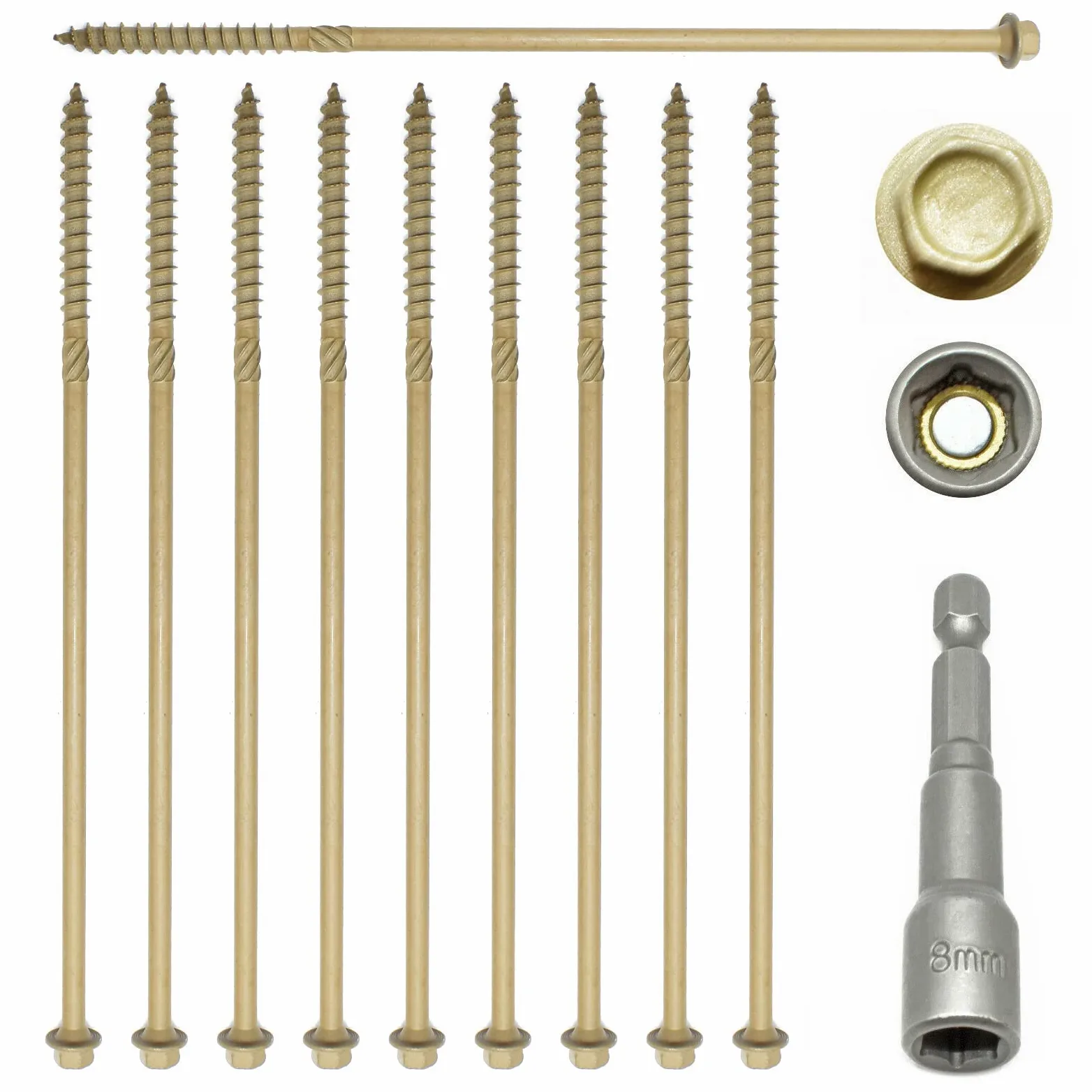 100, 200 mm Timberfix Plus ?ruby do spania z ?bem sze?ciok?tnym Timberlok Deck Landscape