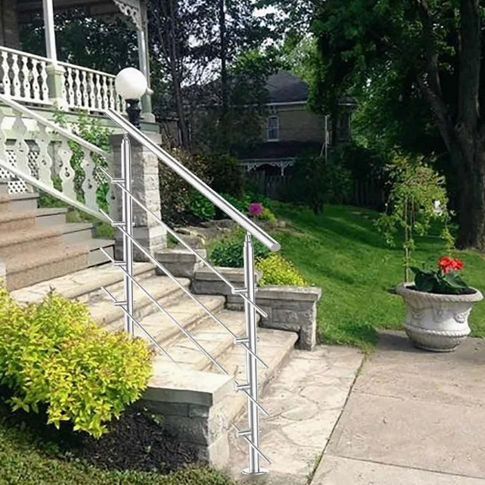 Poręcz ze stali nierdzewnej, do balustrady schodowej, na balkon, 120 cm, z 4 poprzeczkami Ø 42 mm, do wewnątrz i na zewnątrz