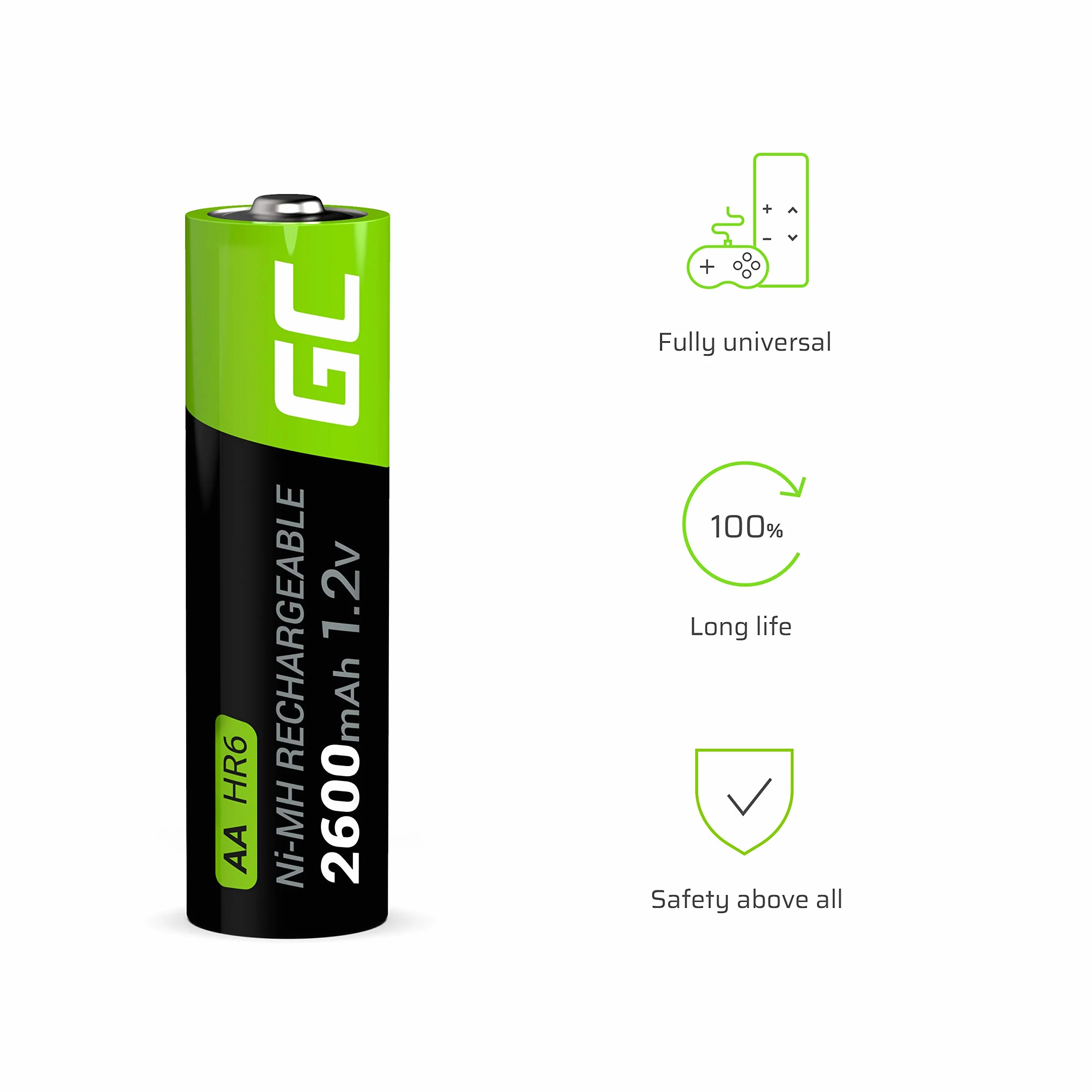 Green Cell 2x AA R6 2600mAh Ni-MH Akumulatory Paluszki
