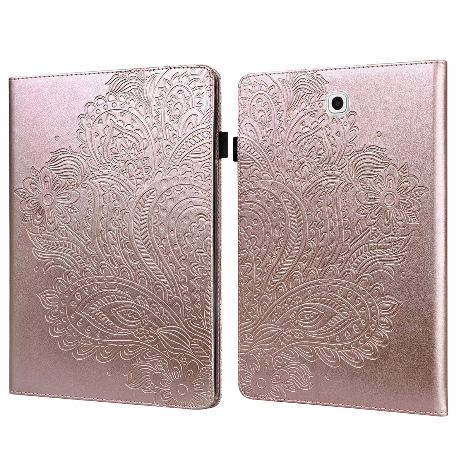 Etui do Samsung Galaxy Tab S2 9,7 cala (T810/ T813/ T815/ T819) z folią ochronną i rysikiem - ultracienkie z funkcją stojaka Flip Cover PU skórzane etui (różowe złoto)