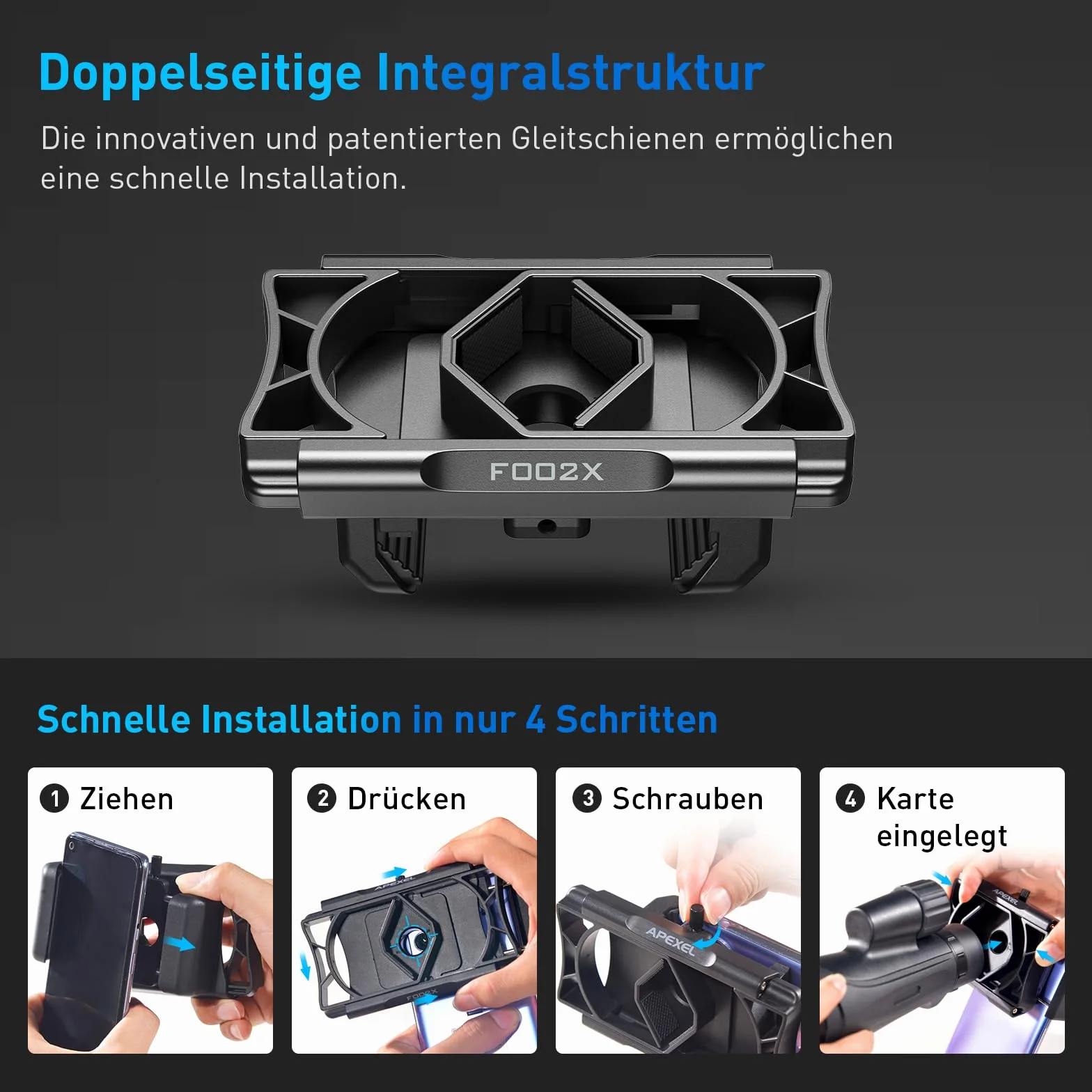 APEXEL Ulepszony uniwersalny adapter lunety z pilotem zwalniającym migawkę, obrót o 360°, kompatybilny z lornetką, monokularem i mikroskopem, adapter teleskopowy do smartfonów
