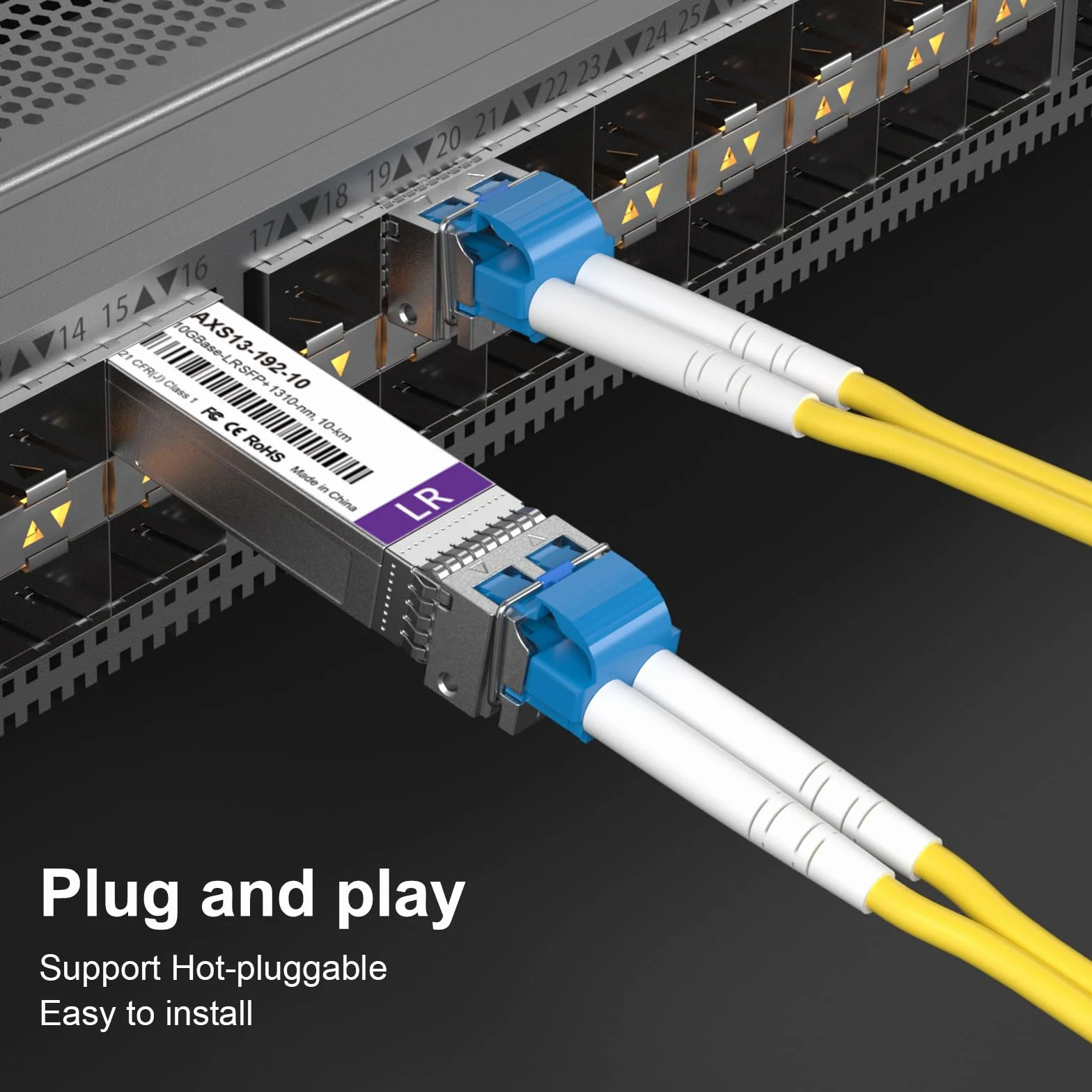 REDLUX 10G SFP+ LR jednomodowy moduł Gbic, 1310 nm SMF, podwójne złącze LC, do 10 km, kompatybilny z Cisco SFP-10G-LR, moduł światłowodowy 10GBase-LR do Cisco, Meraki MA-SFP-10GB-LR, Ubiquiti