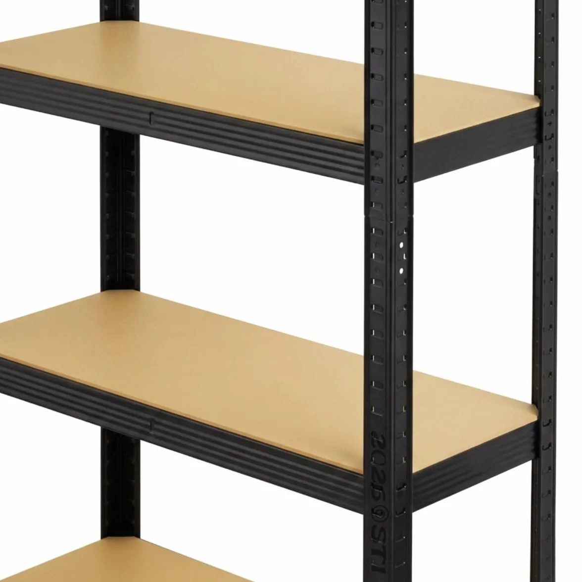 STI Półka metalowa 180 x 120 x 45 cm, nośność 875 kg (175 kg na półkę) czarna malowana proszkowo ocynkowana ogniowo, 5 półek z płytami MDF, wysoka nośność, piwnica, garaż, licznik