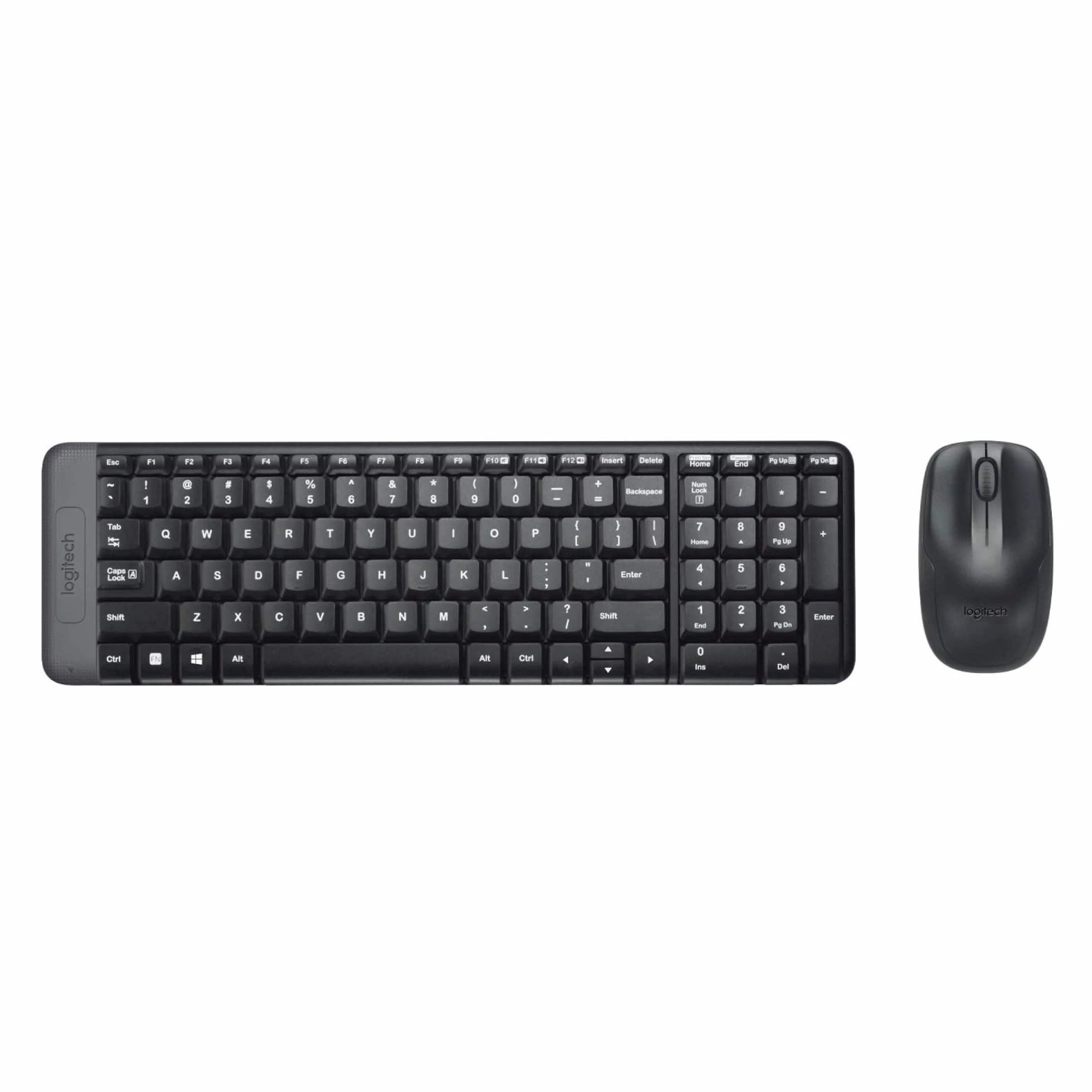 Logitech MK220 Compact Combo, Zestaw Klawiatura i mysz dla systemu Windows, 2,4 GHz Odbiornik USB, 24 pracy na baterii, PC, laptopem, QWERTY układ US Intl - Czarny