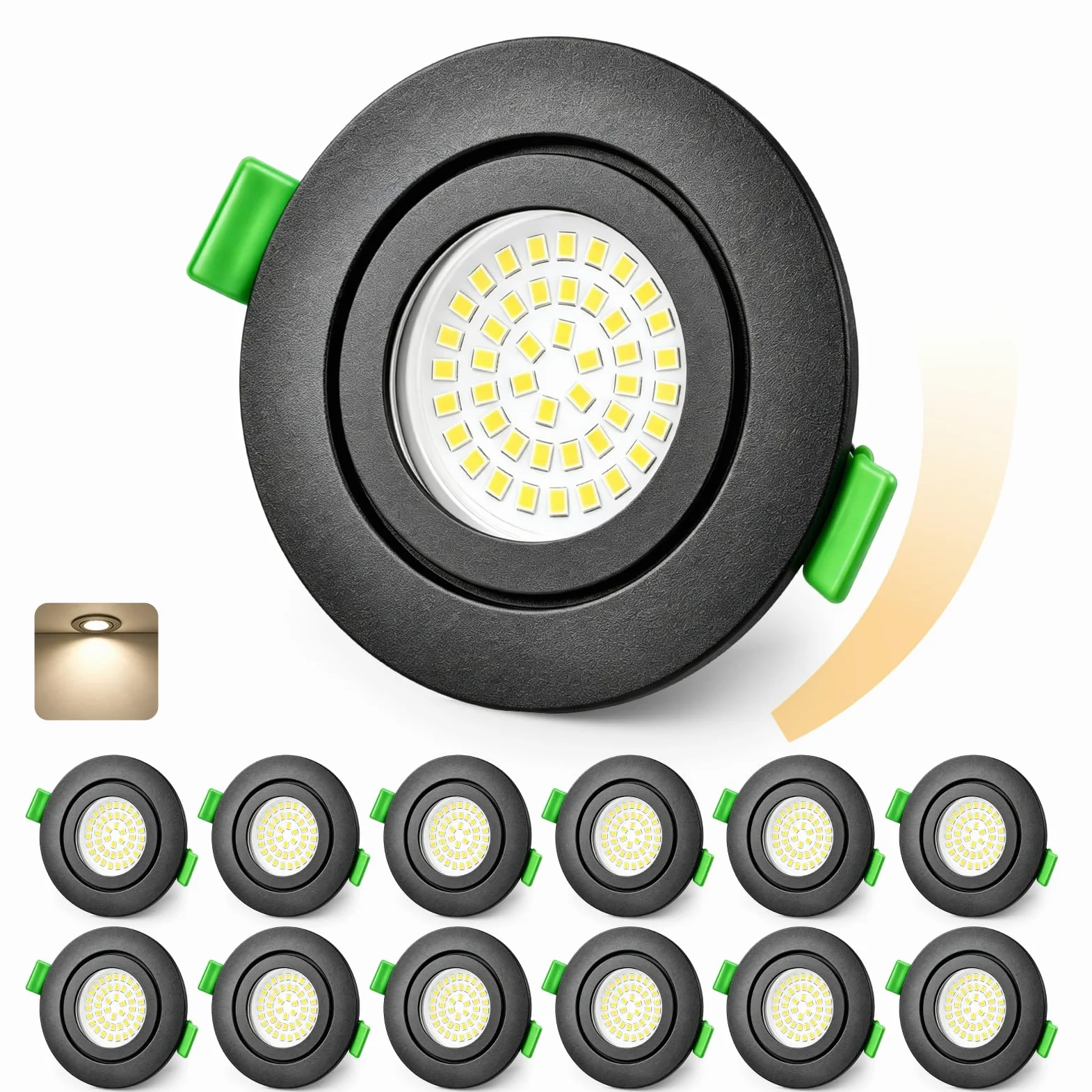 KYOTECH Reflektor LED do zabudowy z możliwością ściemniania, 5 W, IP65, nieobrotowy, 65–75 mm, ultracienki reflektor LED do wbudowania, naturalny biały, 4000 K, do zastosowania wewnątrz łazienki