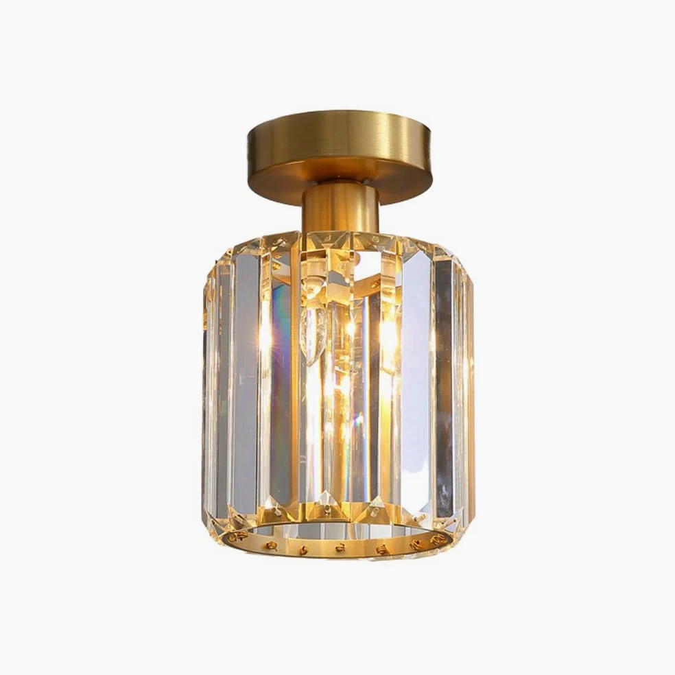 Mini kryształowa oprawa sufitowa, mosiężne lampy sufitowe do montażu półpodtynkowego, gniazdo E27 Nowoczesna złota lampa sufitowa do przedpokoju Kuchnia Sypialnia Salon Przedpokój Szafa Foyer