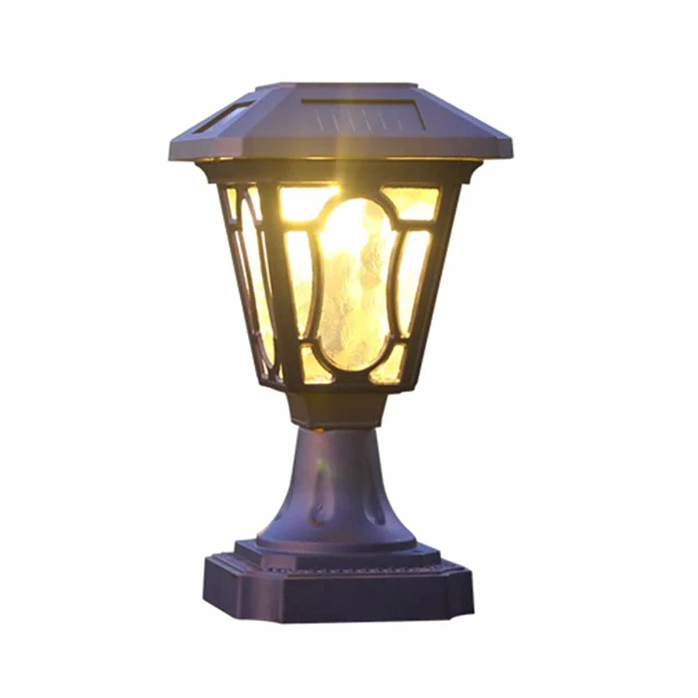 RCIDOS 1-pak Solarne Lampy Kolumnowe LED Szklane Oprawy Oświetleniowe IP54 Wodoodporna Aluminiowa Osłona Słupka Ogrodzeniowego Zewnętrzne Lampy Ogrodowe Na Patio Oświetlenie Ścieżki