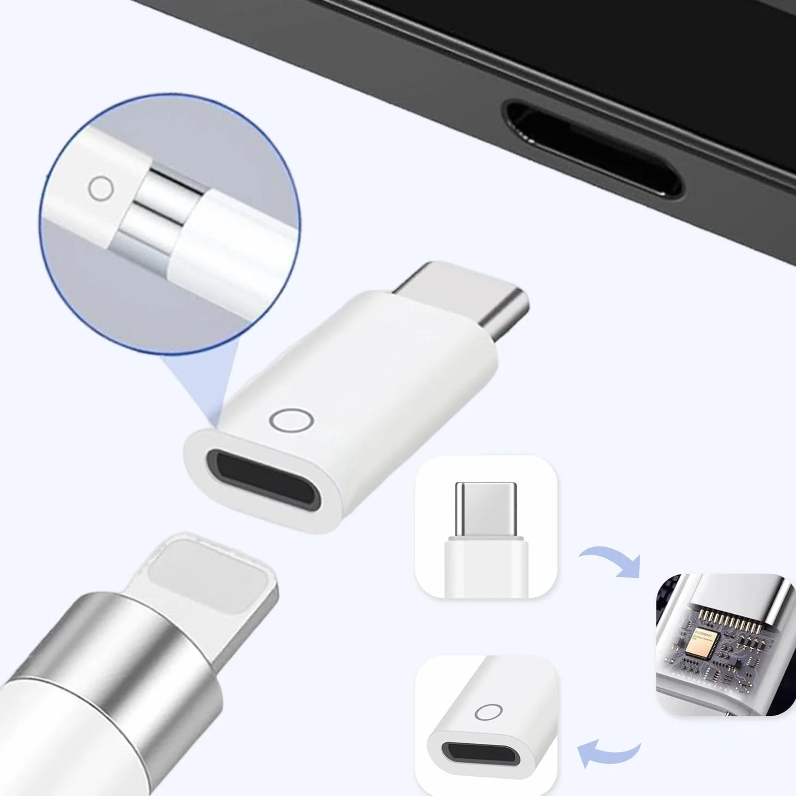 LEZED Adapter do Apple Pencil 1. generacji USB-C ładujący biały