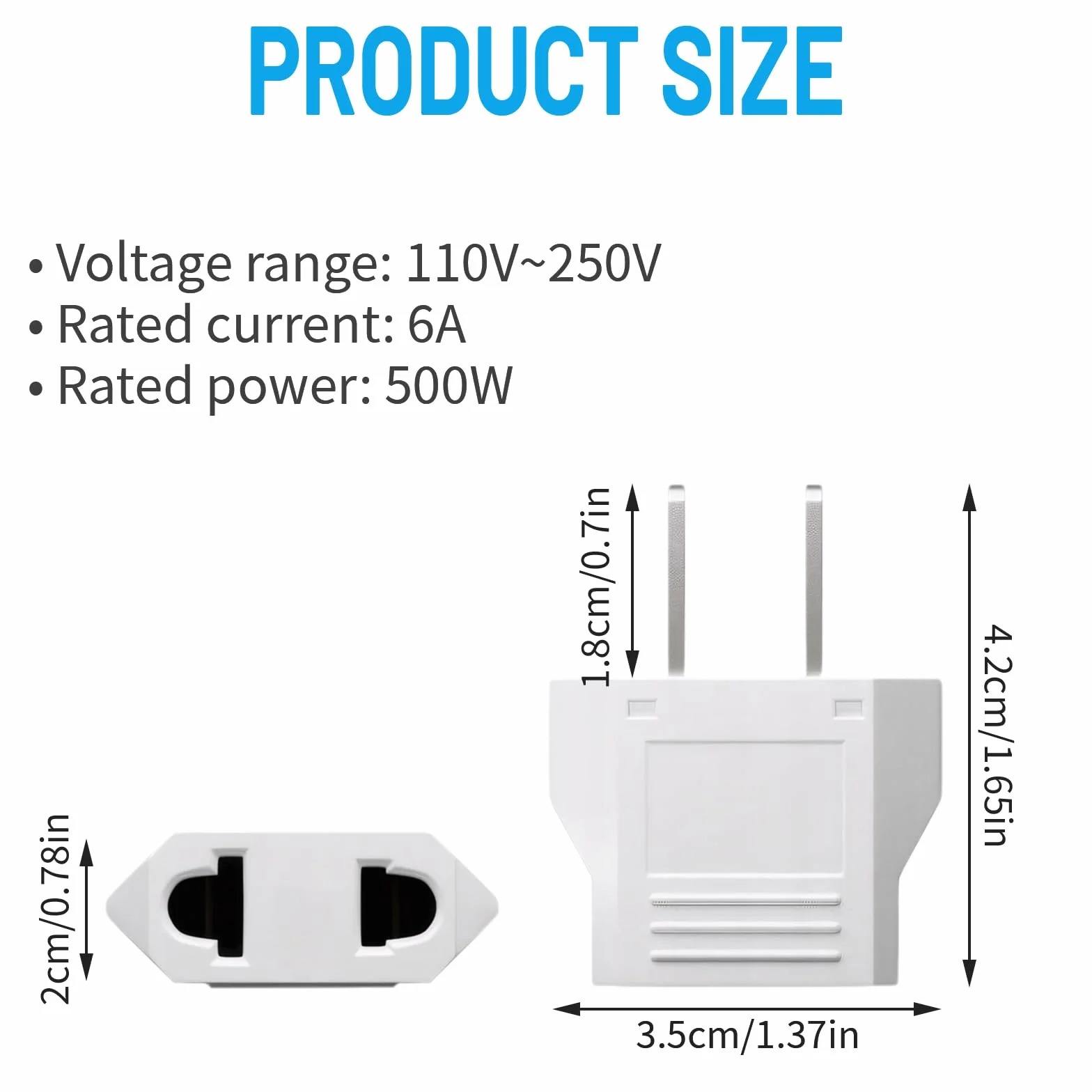 MAEXUS 4 adaptery podróżne, adapter US na UE, adapter podróżny USA, wtyczka konwersji prądu, lekki i kompaktowy adapter z wtyczką USA, idealny w podróży i podróży służbowych, 6 A/250 V (biały)