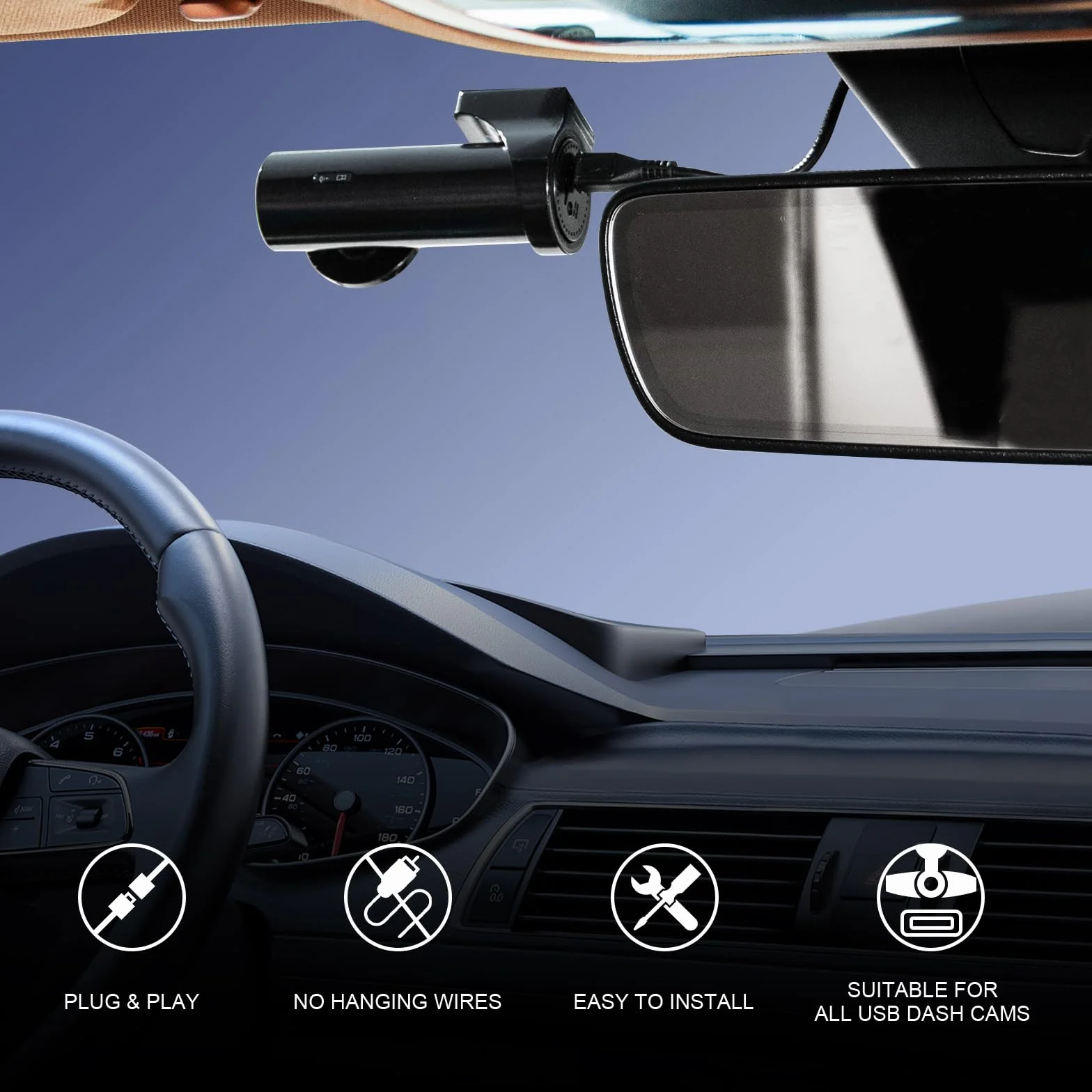 Dash cam Power Adapter 10 Pin (Model A) Custom for Hyundai Kia Telluride Sorento Soul Rio Carnival Sedona EV6 and More,GPS Radar Mirror Camera Dash Cam Adapter, Connects to Rearview Mirror (Hidden)