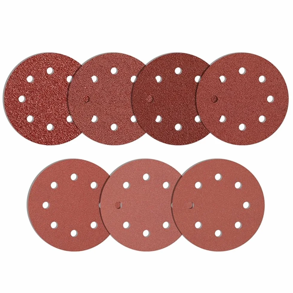 Tarcze szlifierskie na rzep 180 mm, 8 otworów, tlenek glinu, różne ziarnistości, 10 szt. do szlifowania drewna i metalu