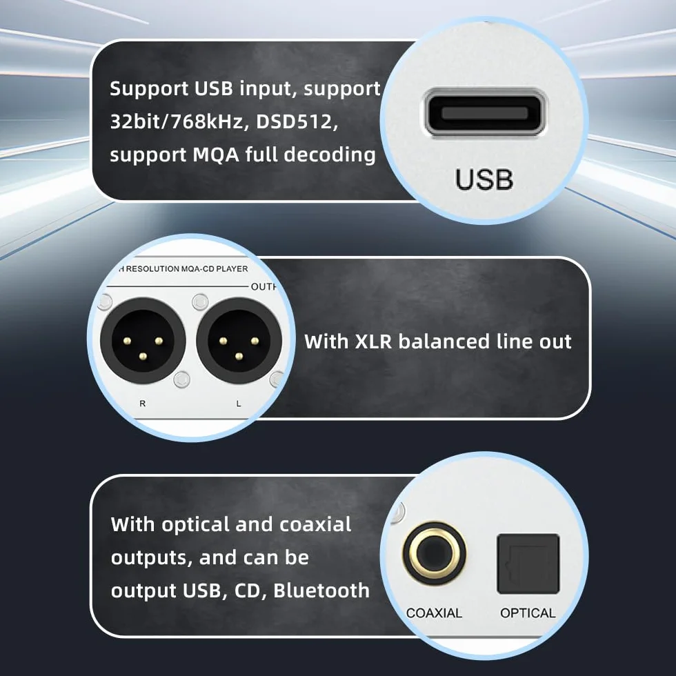 S.M.S.L PL200 MQA Odtwarzacz CD Hi-Fi AK4499EX Bluetooth Wzmacniacz Słuchawkowy DAC Srebrny
