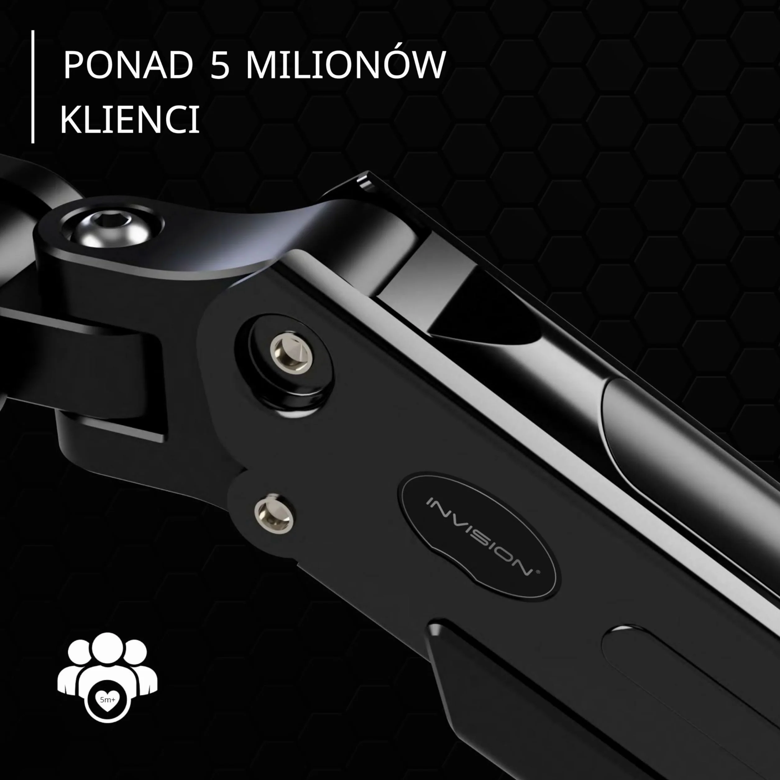 Invision Uchwyt na 2 Monitory do Płaskich i Zakrzywionych Ekranów 24-35 cali, Uchwyt na 2 Monitory z Regulacją Wysokości, 2-15kg/Ramię, Uchylny, Obrotowy, VESA 75/100 mm, Mocowanie do Stołu (MX900)