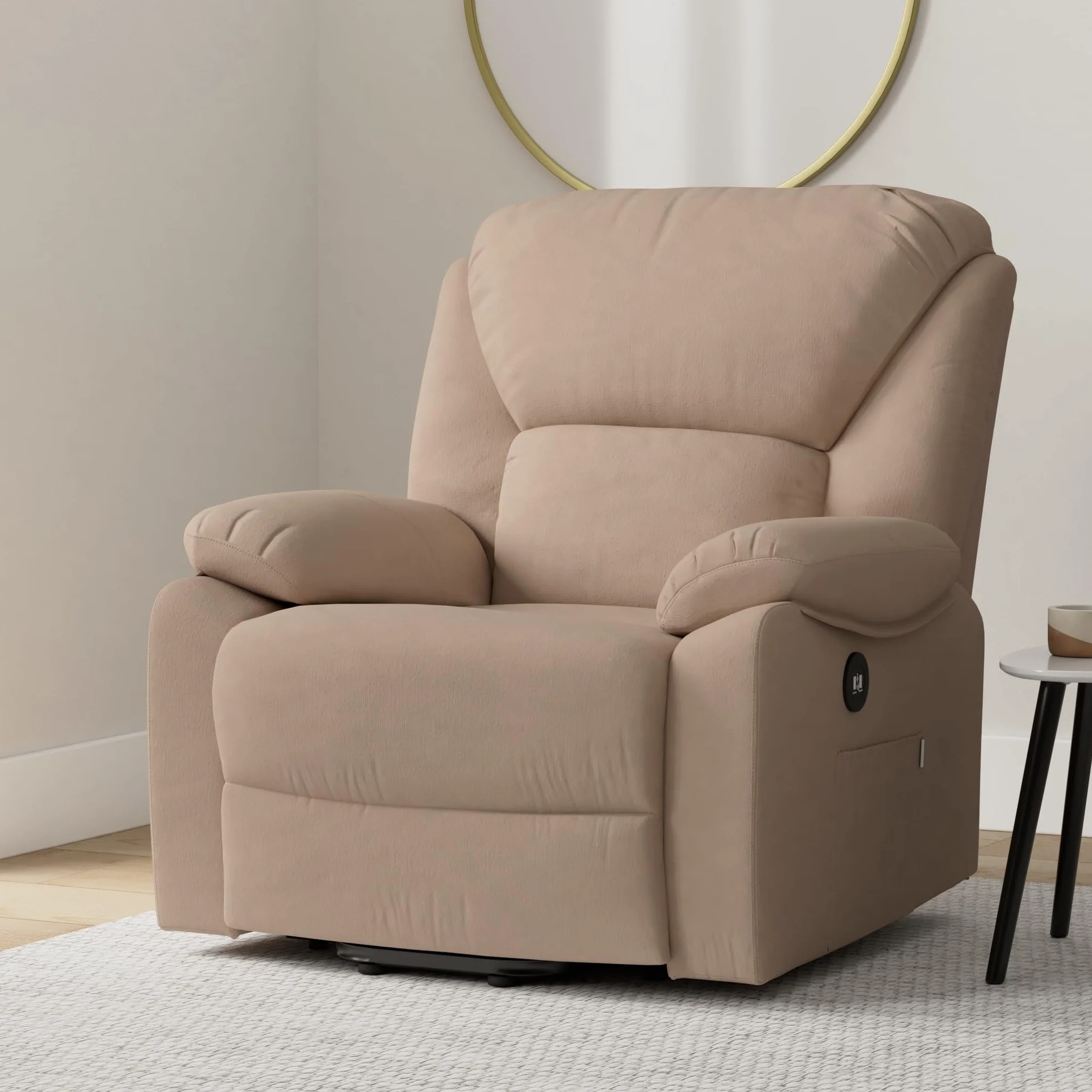 ECODE® Fotel do masażu Relax Podnośnik Stelvio, Elektryczne nachylenie 160°, funkcja ciepła, programy automatyczne, falowanie wibracyjne, 2 porty USB do ładowania, A++, ECO-8520UP (beżowy)