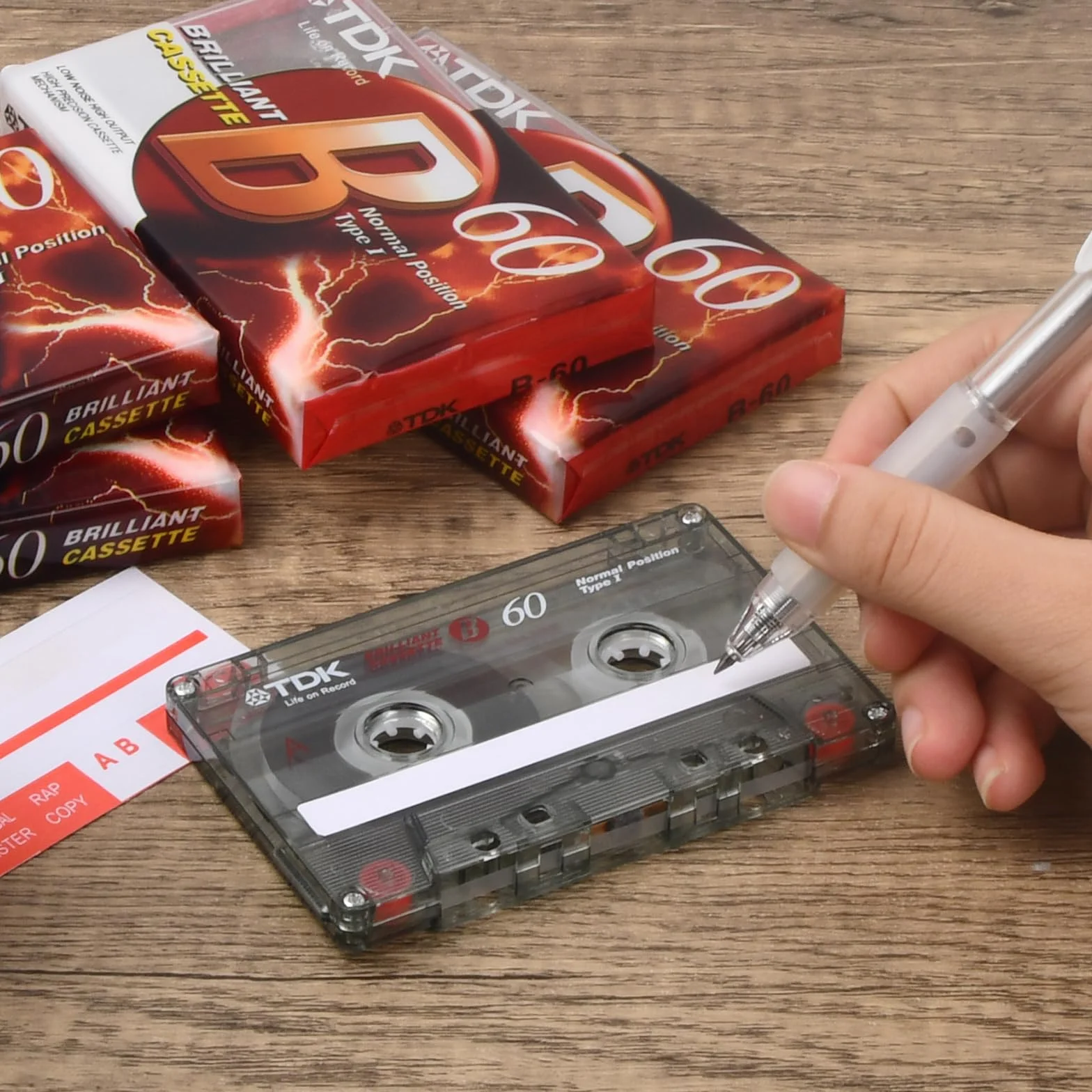 Kasety audio 60 minut Low Noise puste przezroczyste etui 10 sztuk