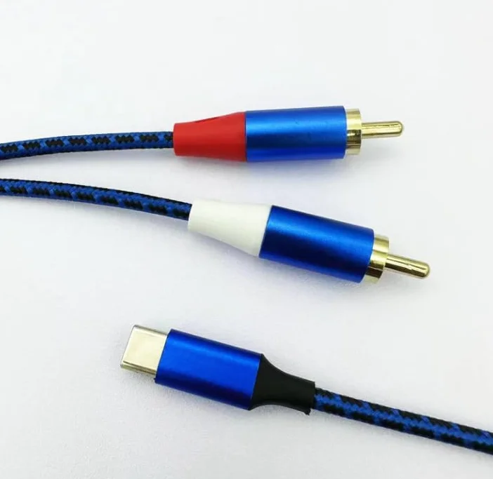 Kabel przejściowy audio USB-C na 2RCA stereo kompatybilny z iPhone 15, iPad, MacBook, Huawei, Galaxy