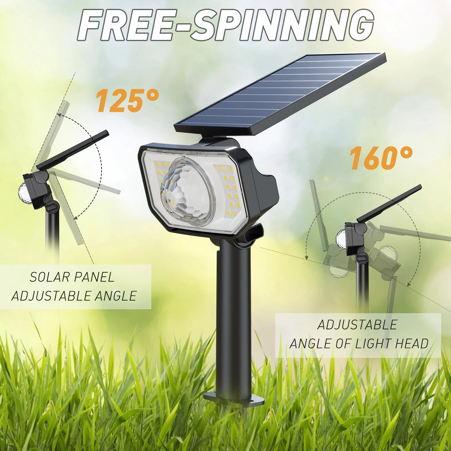 Quntis 26+1 LEDs Solar Garden Solar Light Warm White Solar Reflektor LED z 2 soczewkami, 3 tryby światła słonecznego na zewnątrz lampy na podwórko, patio, chodnik, trawnik, podjazd