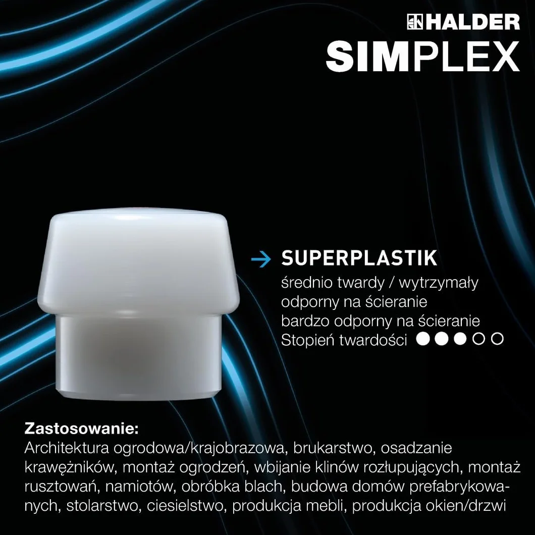 Młotek brukarski gumowy/SUPERPLASTIK SIMPLEX 50mm 1,1kg HALDER