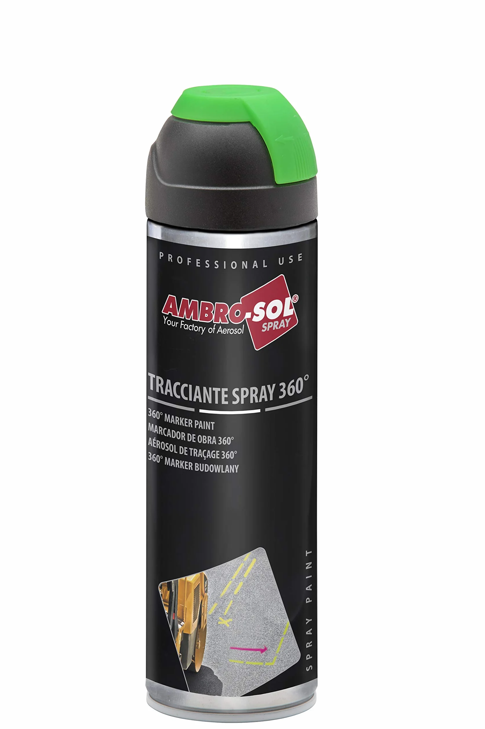 Ambro-Sol V403BLUF Znacznik/Marker Geodezyjny w Sprayu 360°, do Użytku Profesjonalnego i Domowego, do Asfaltu, Betonu, Ścian i Drewna, Szybkie Schnięcie, 500 ml, Niebieski Fluorescencyjny