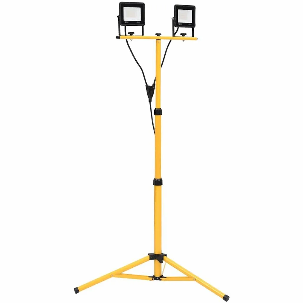 Lampa robocza LED ze statywem 2 x 20 W 2800 lm 3000 K ciepła biel reflektor budowlany z regulacją wysokości z kablem 3 m