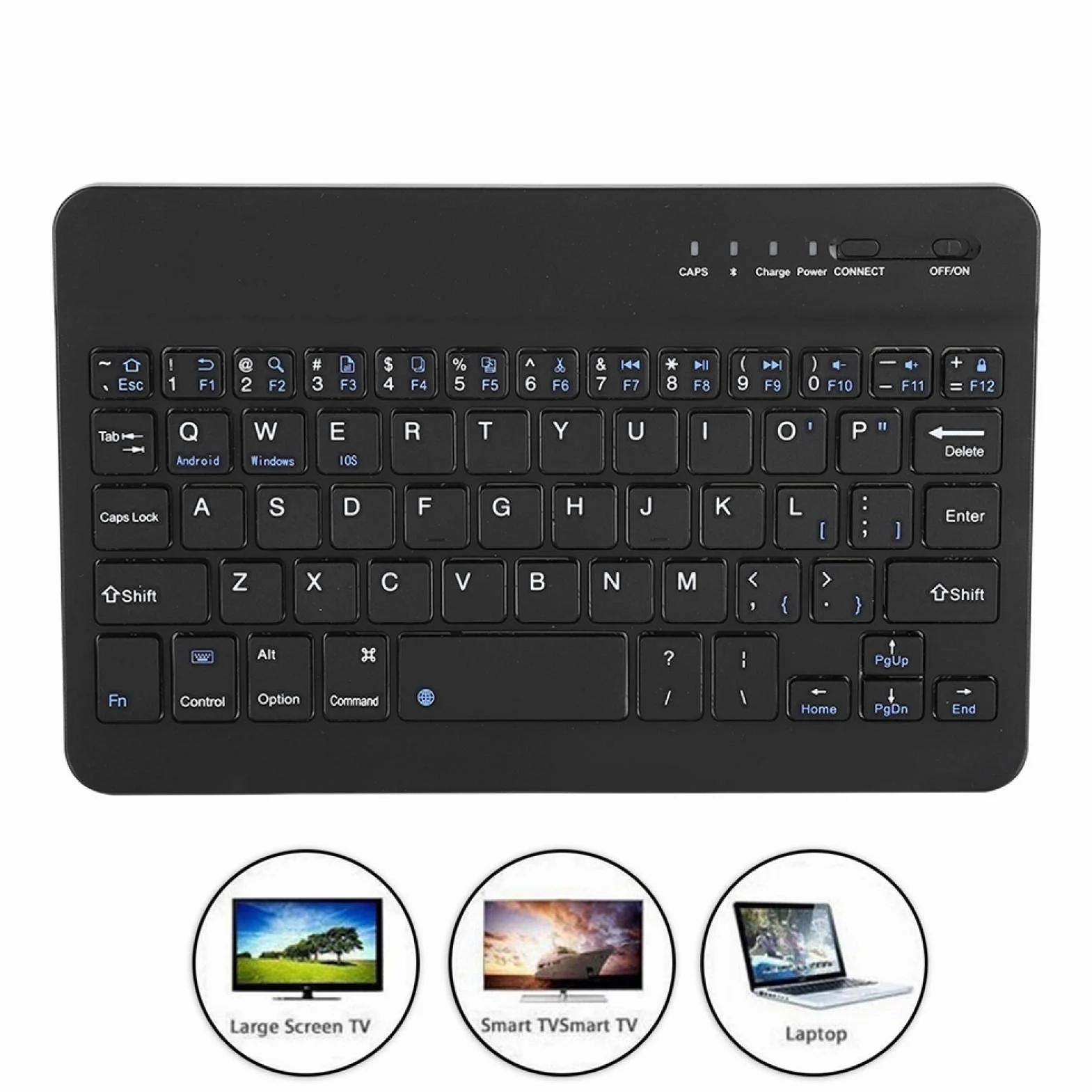 Sxhlseller klawiatura Bluetooth, 7-8 cali bezprzewodowa klawiatura Bluetooth ze stopu aluminium lekka cienka dla dla systemów Android i OS - czarna