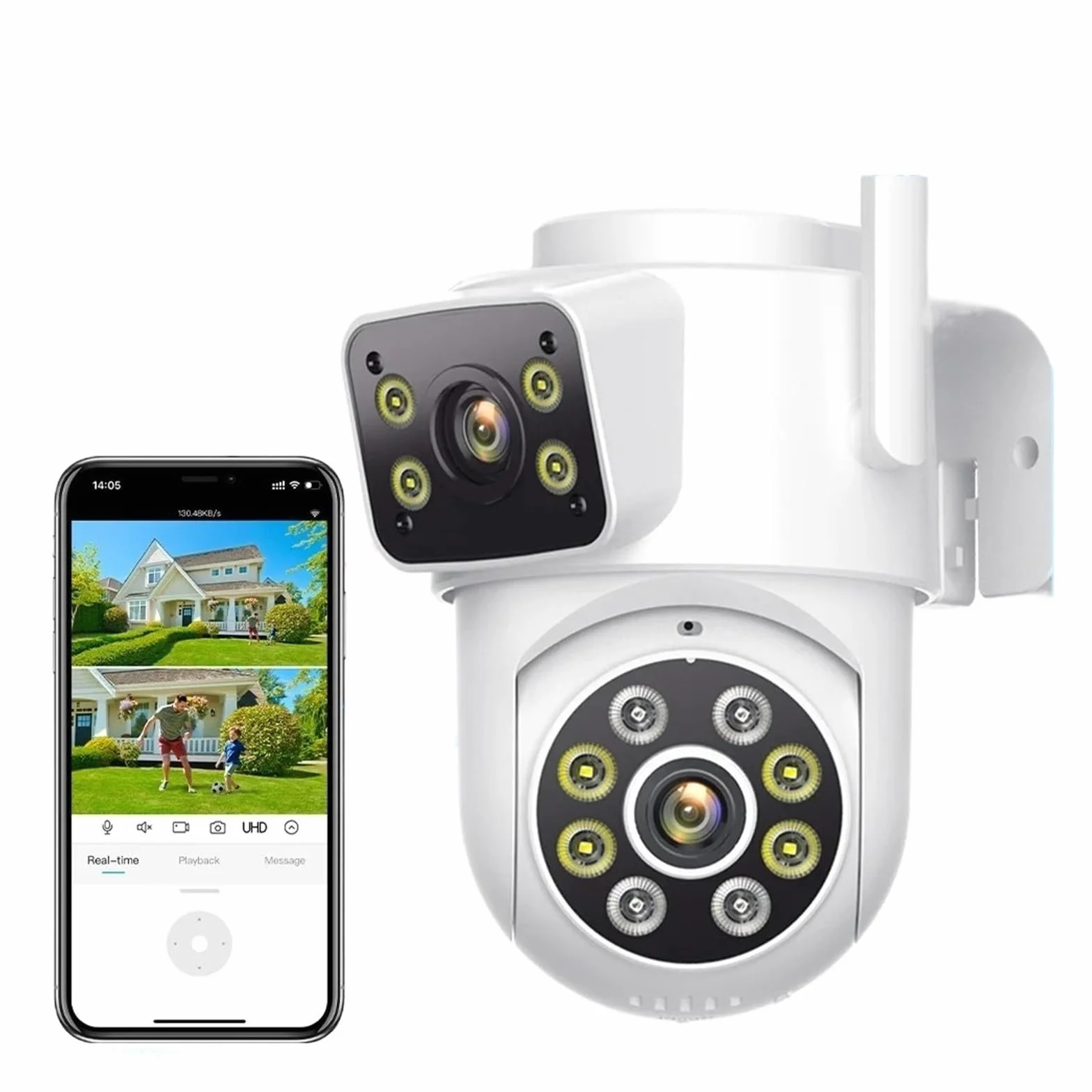 Kamera PTZ Wi-Fi 6MP z podwójnym obiektywem i dwoma ekranami, kamera do monitoringu domu, noktowizor, kamera bezpieczeństwa CCTV IP(6MP NO SD Card)
