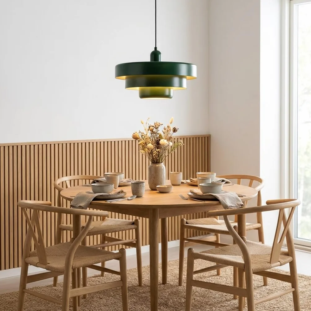 BARCELONA LED Lampa Wisząca MACARRON Zielony 3-Poziomowa, Metal Żelazo, Styl Bauhaus Minimalistyczny, Pośrednie Oświetlenie Bez Oślepiania, Klasyczna Vintage Nowoczesna Luksusowa E27