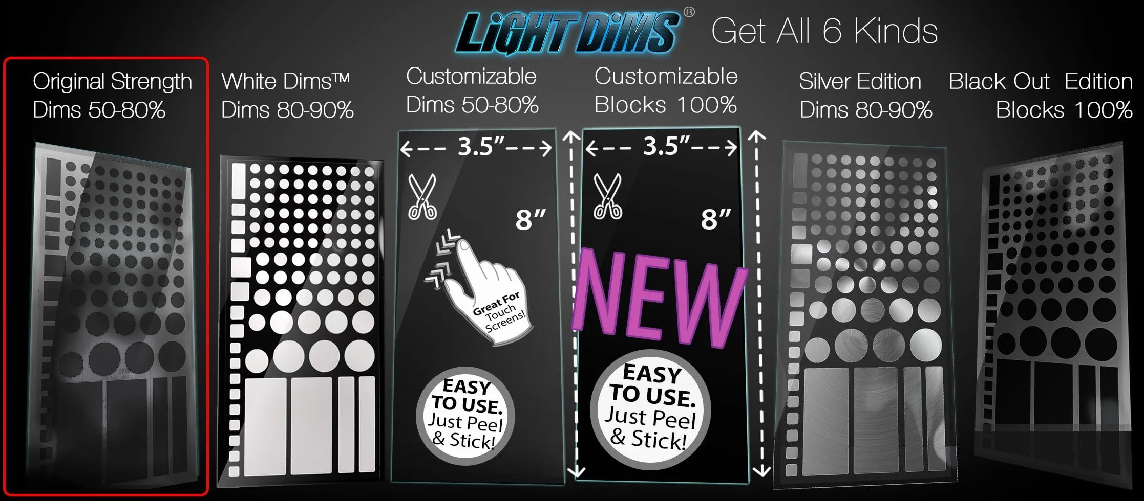 LightDims Original Strength - Osłabiające światło osłony Led do routerów, elektroniki, urządzeń i nie tylko. Tłumią 50-80% światła, w minimalnym opakowaniu