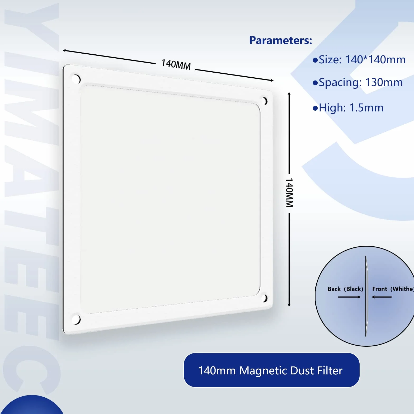 Filtr przeciwpyłowy magnetyczny 120 mm 5 szt. Nylonowy do obudowy PC biały