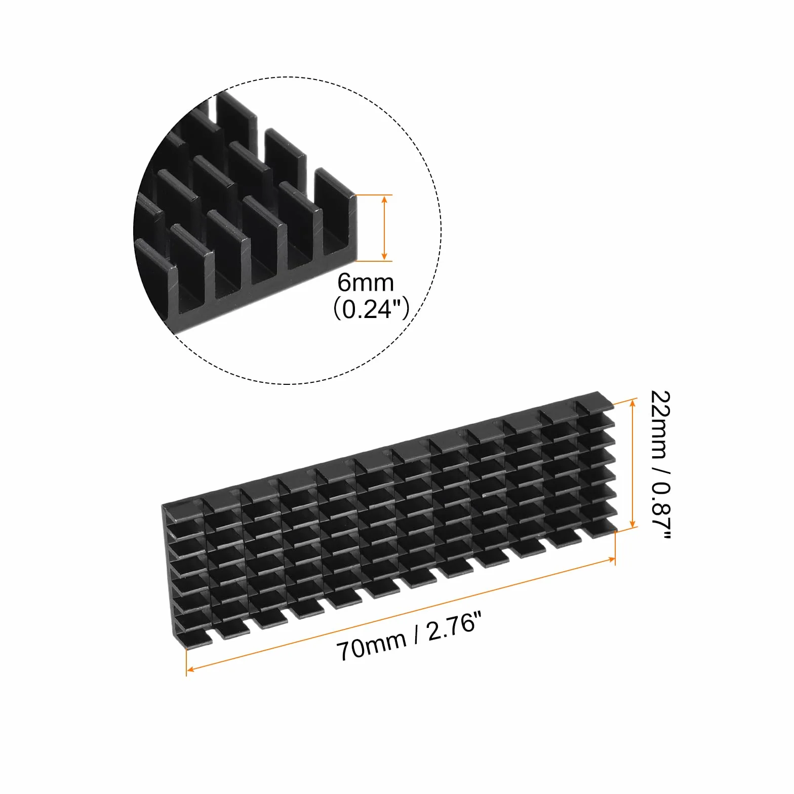 QUARKZMAN Radiator M.2 2280 NVMe SSD Aluminiowy 70 x 22 x 6 mm Czarny
