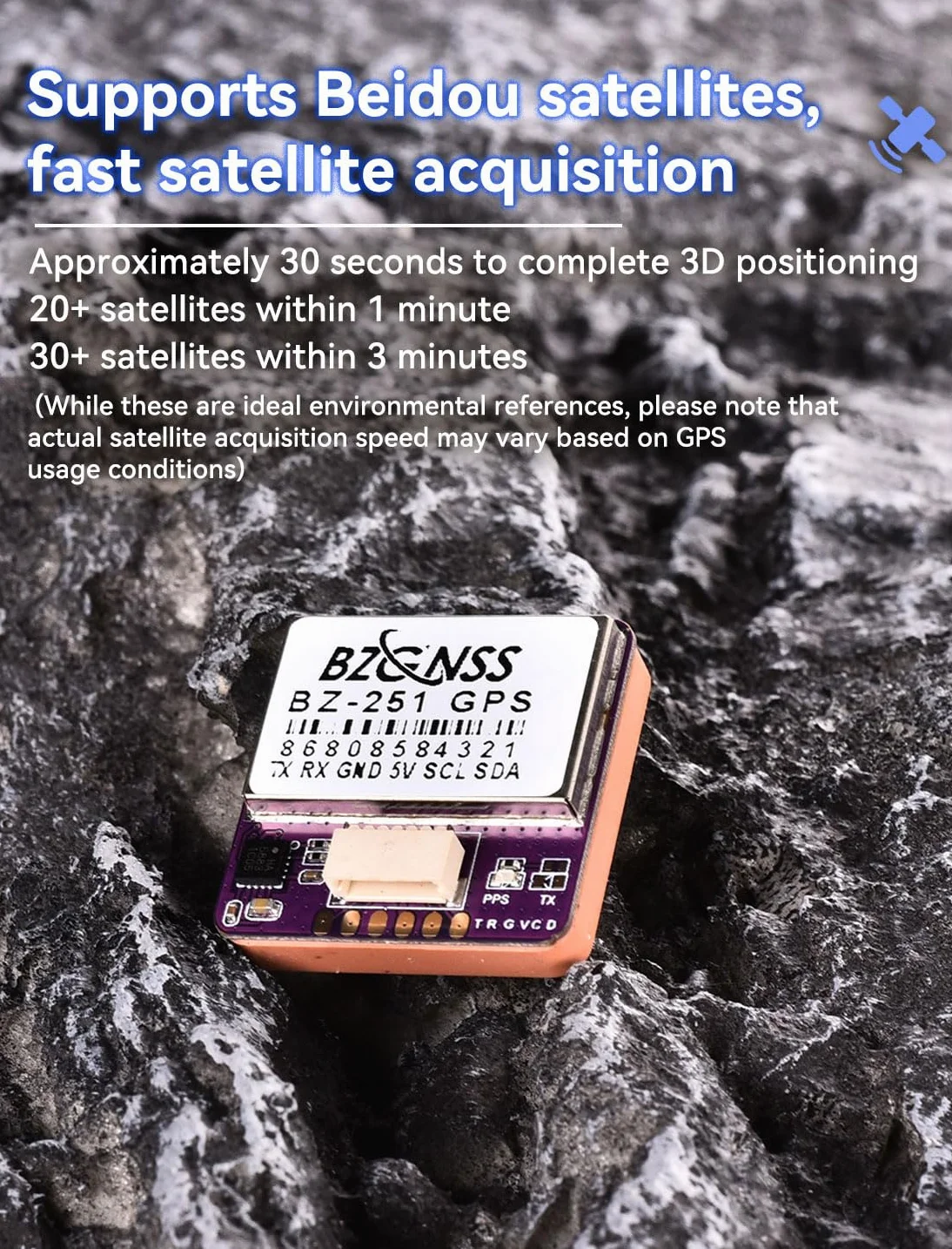BZ-251 Moduł GPS FPV – M10 GPS z podwójnym protokołem do dronów FPV, wyścigowych, dalekiego zasięgu, zgodny z kontrolerami F405/F722 od SpeedyBee